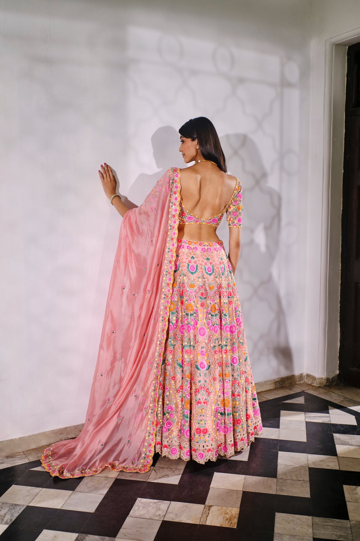 Peach Multicolor Lehenga