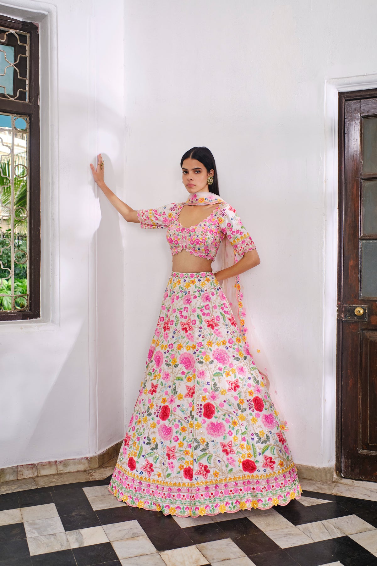 Ivory Floral Pearl Lehenga