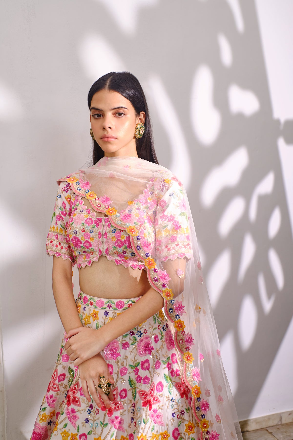 Ivory Floral Pearl Lehenga
