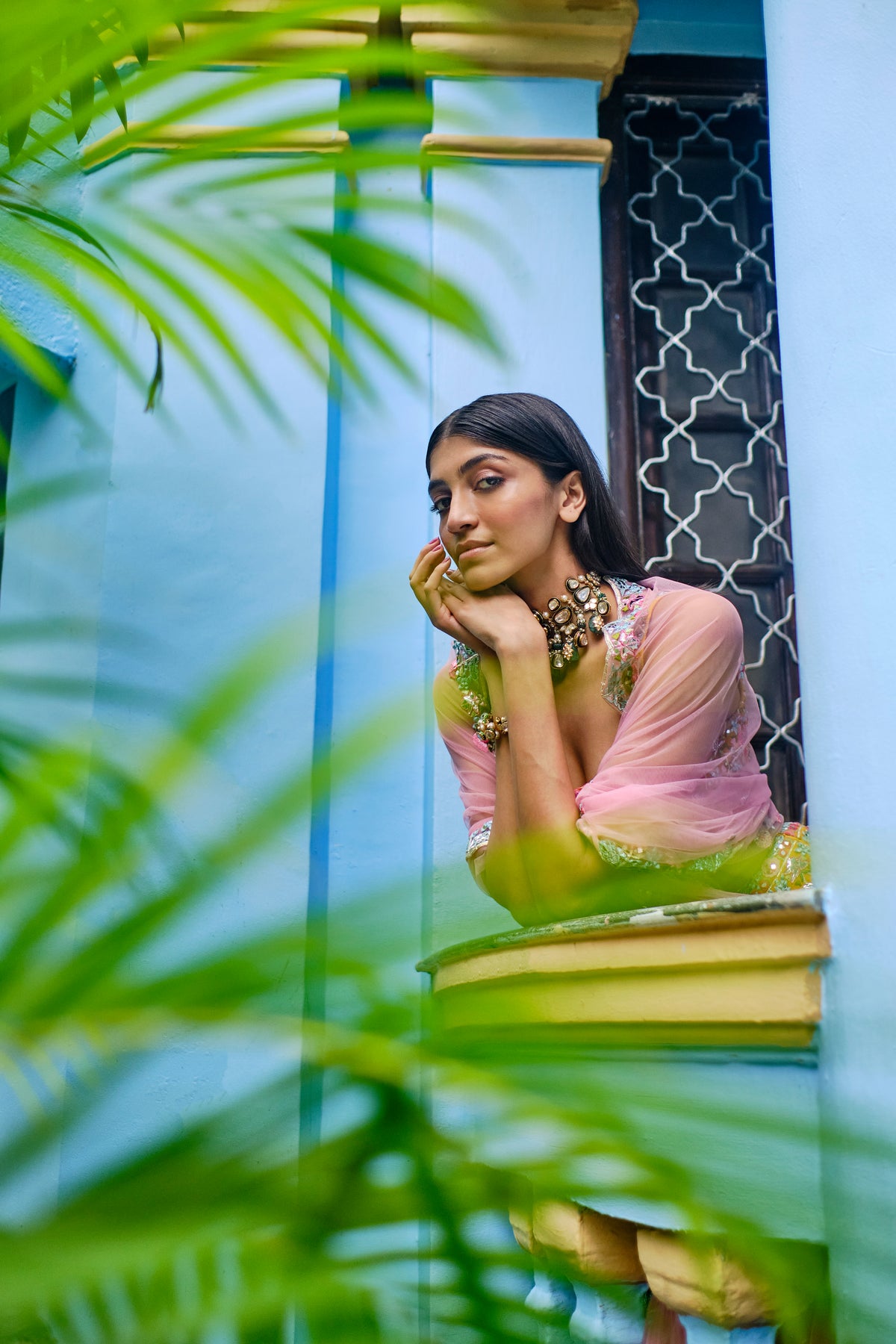 Yellow Big Floral Lehenga