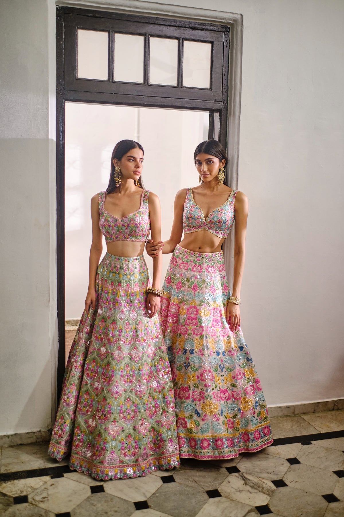 Pink Multicolor Applique Lehenga