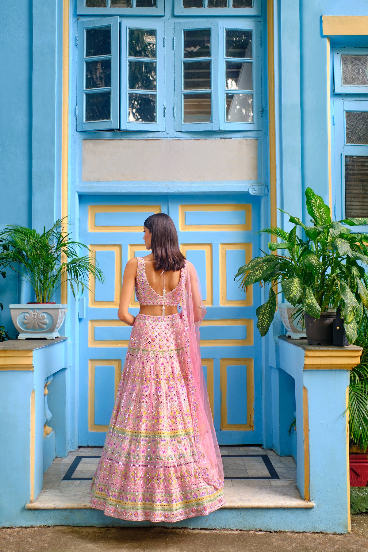 Ivory Mirror Crystal Lehenga
