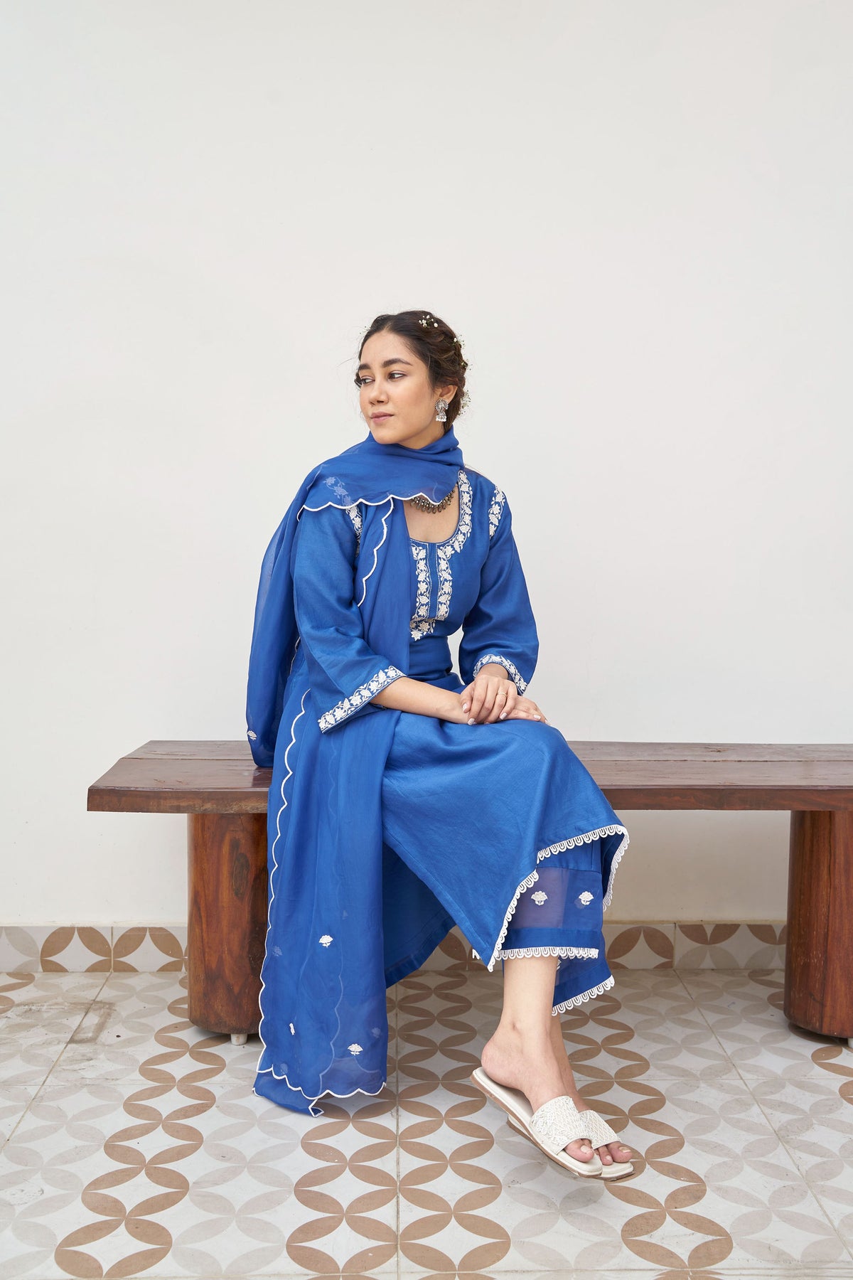 Royal blue chanderi kurta set