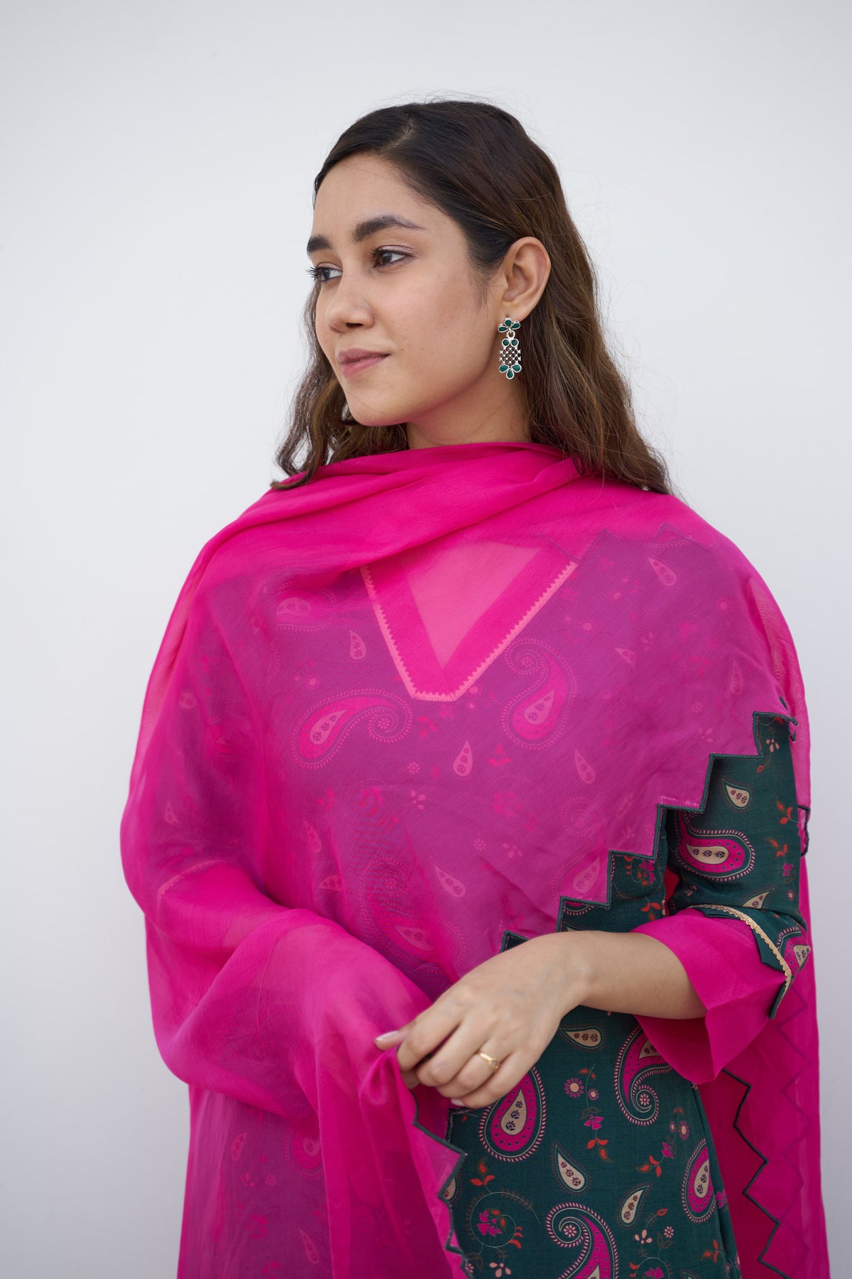 Midnight green printed kurta set