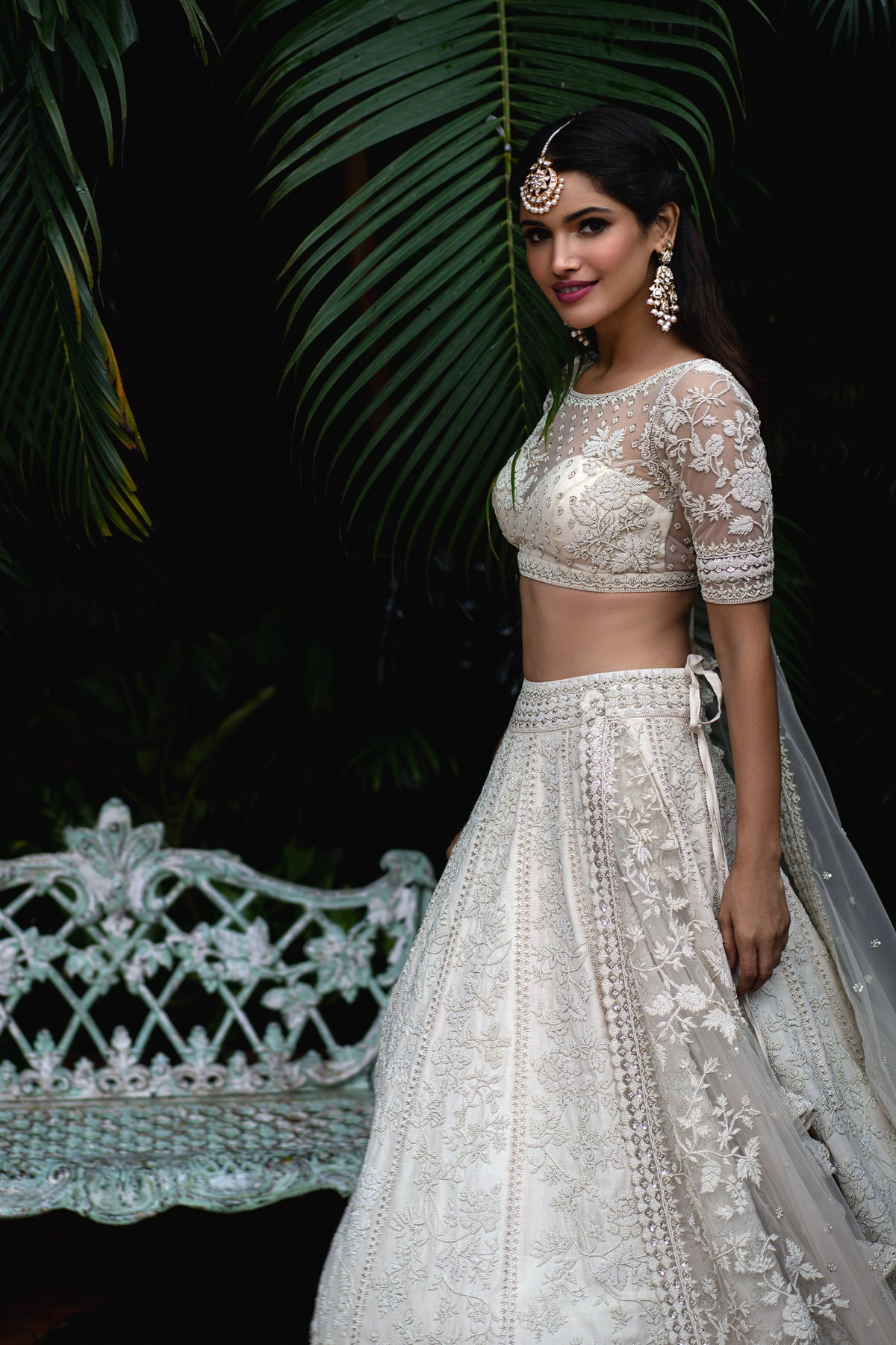 Ivory embroidered lehenga set