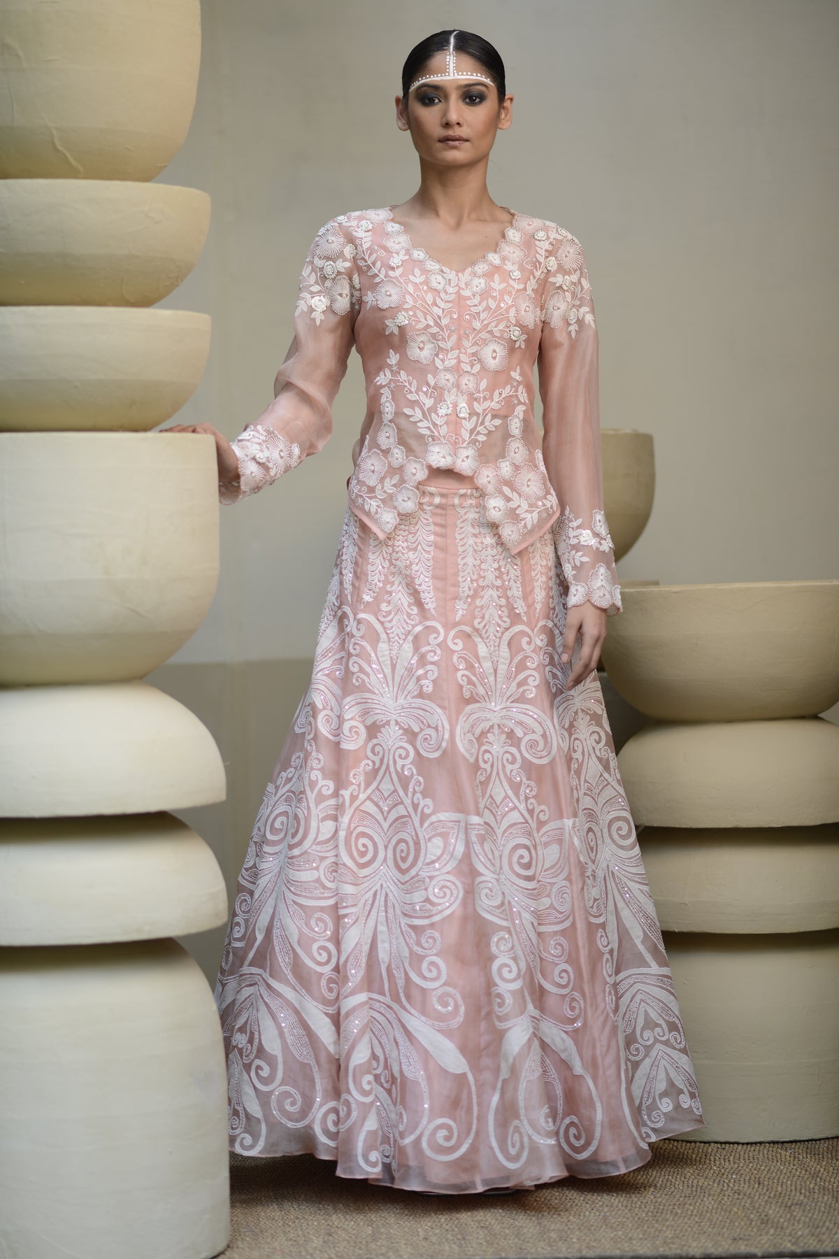 Pink Embroidered Lehenga Set