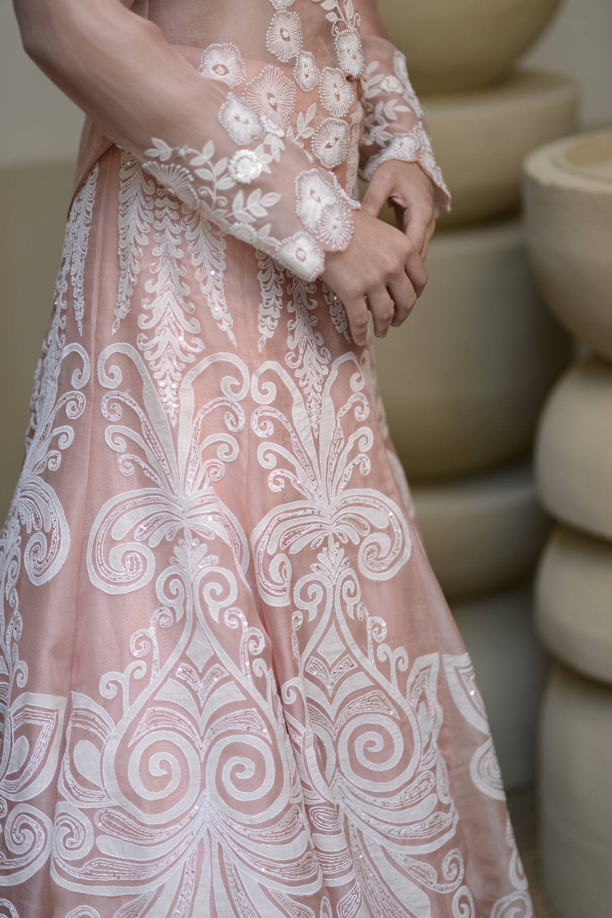 Pink Embroidered Lehenga Set