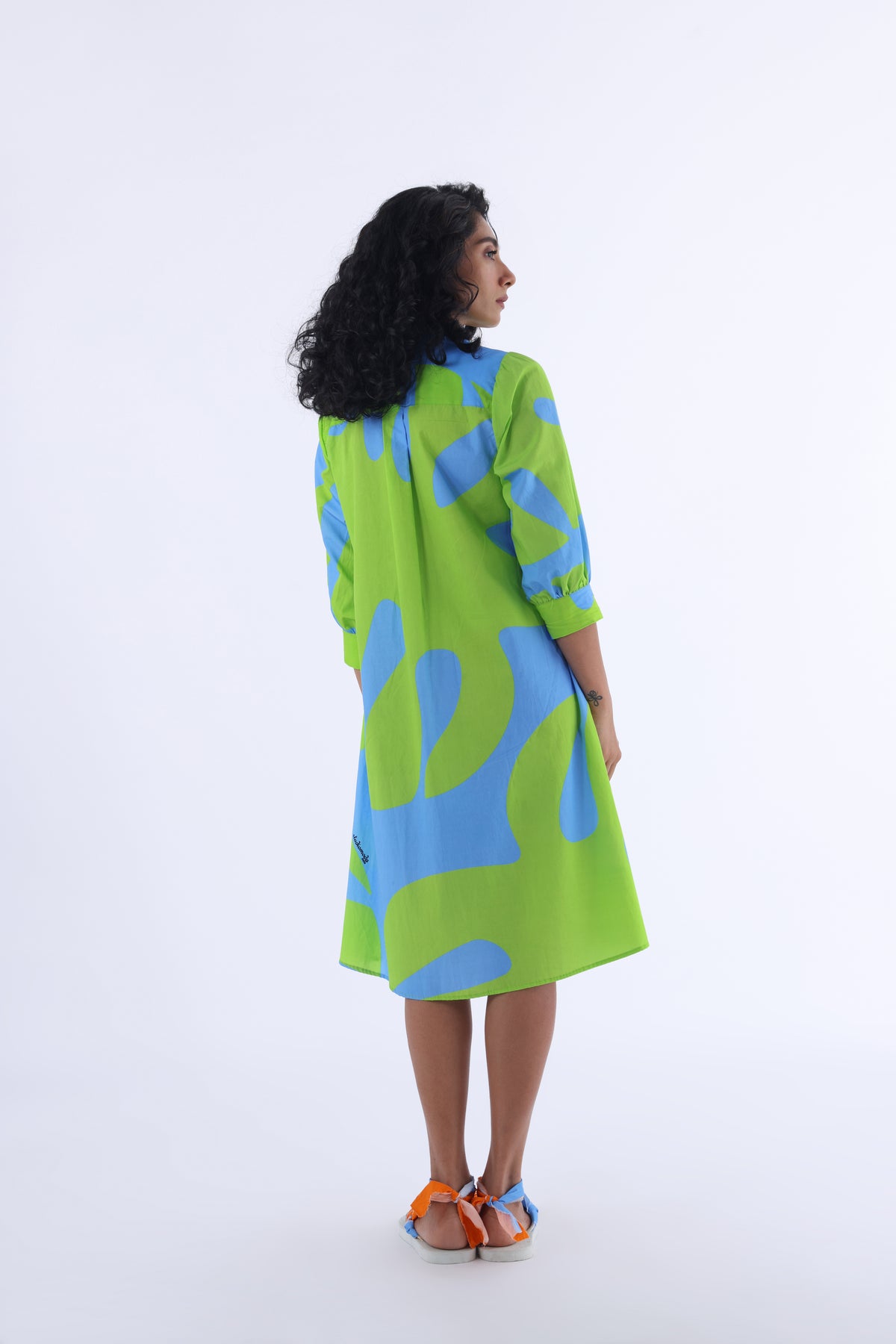 Blue Monstera A-line Dress