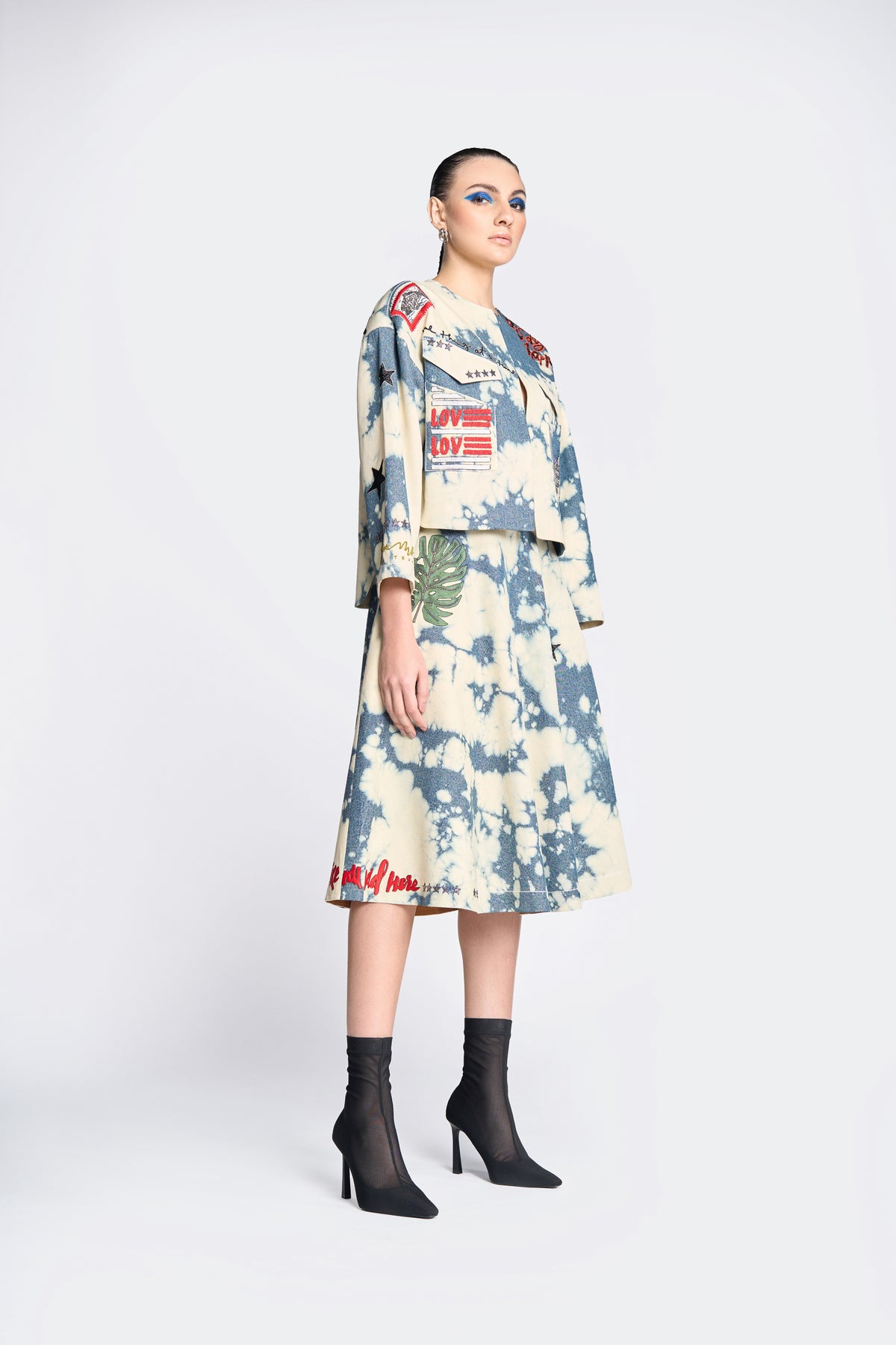 Fish Patch Jacket With Circular Skirt