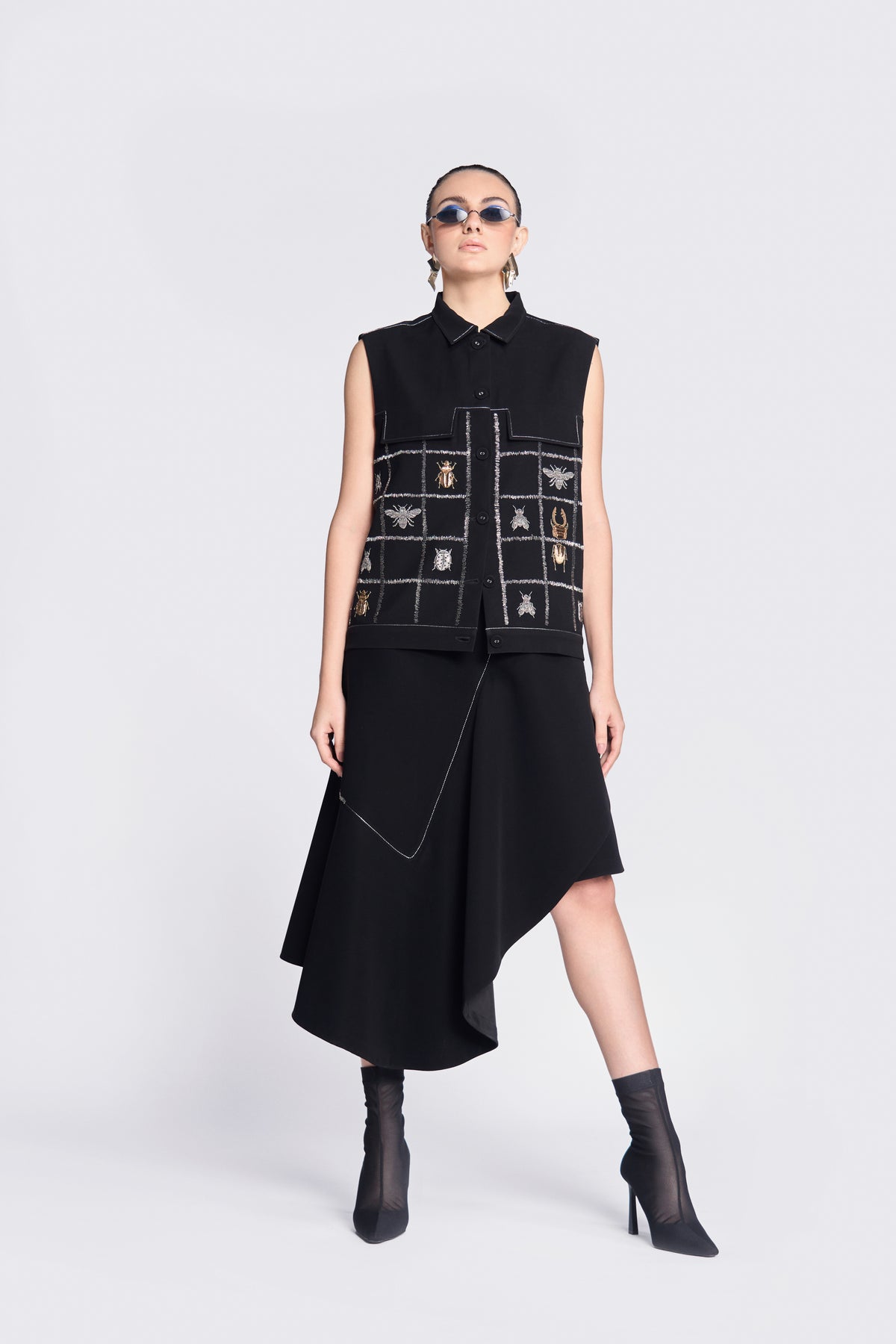 Insect Vest With Asymmetric Skirt