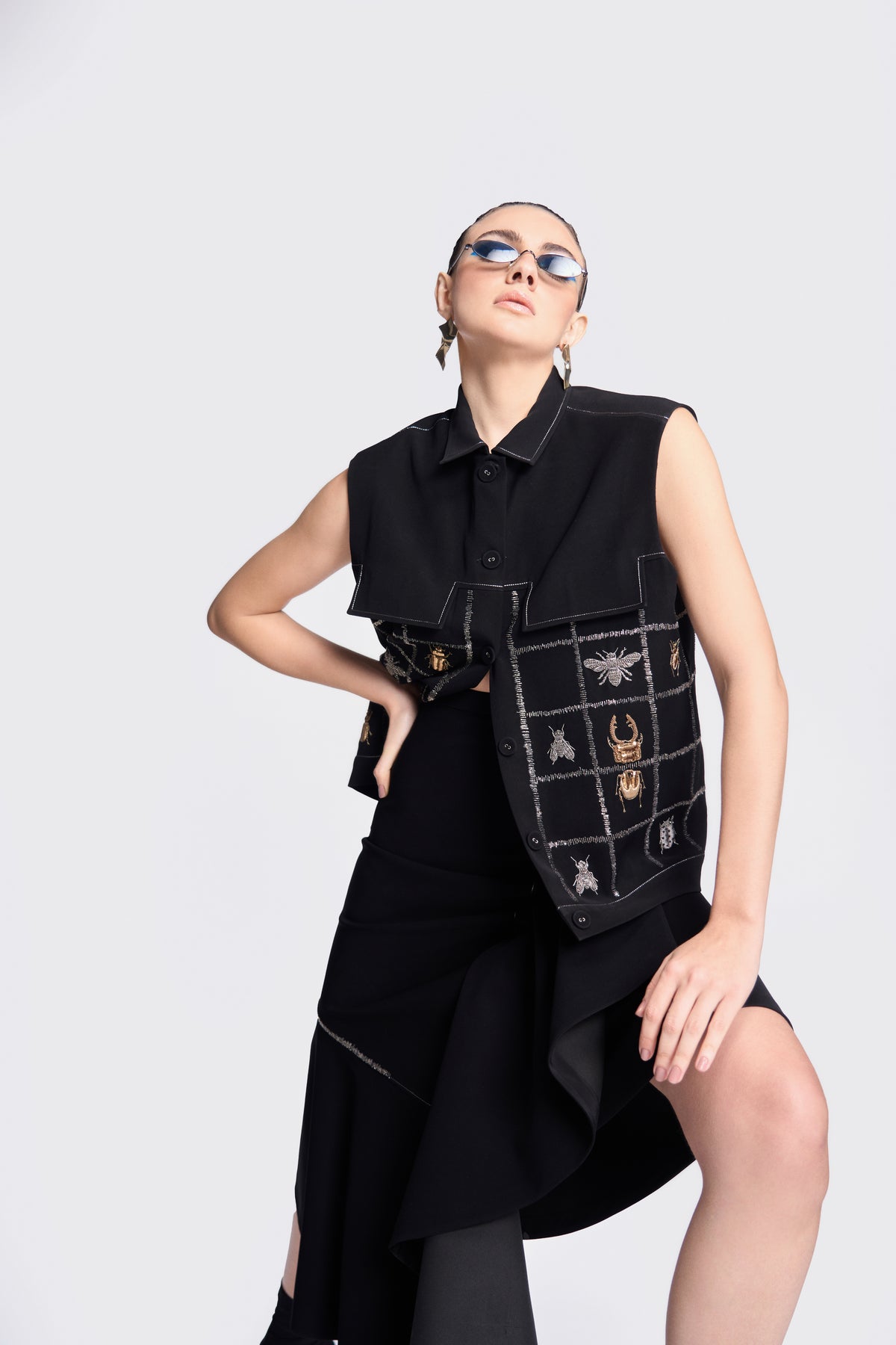 Insect Vest With Asymmetric Skirt