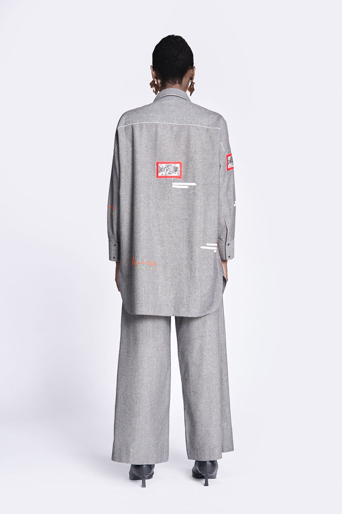 Fish Patch Overshirt With Flared Pants