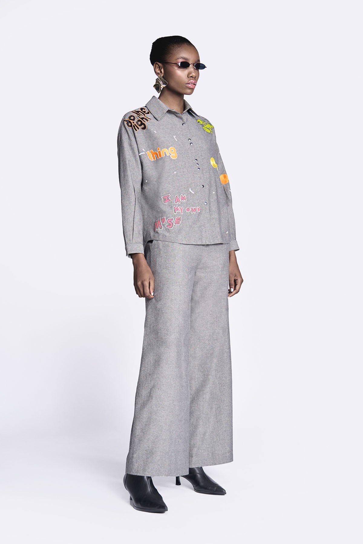 Circles And Crab Drop Flared Pants