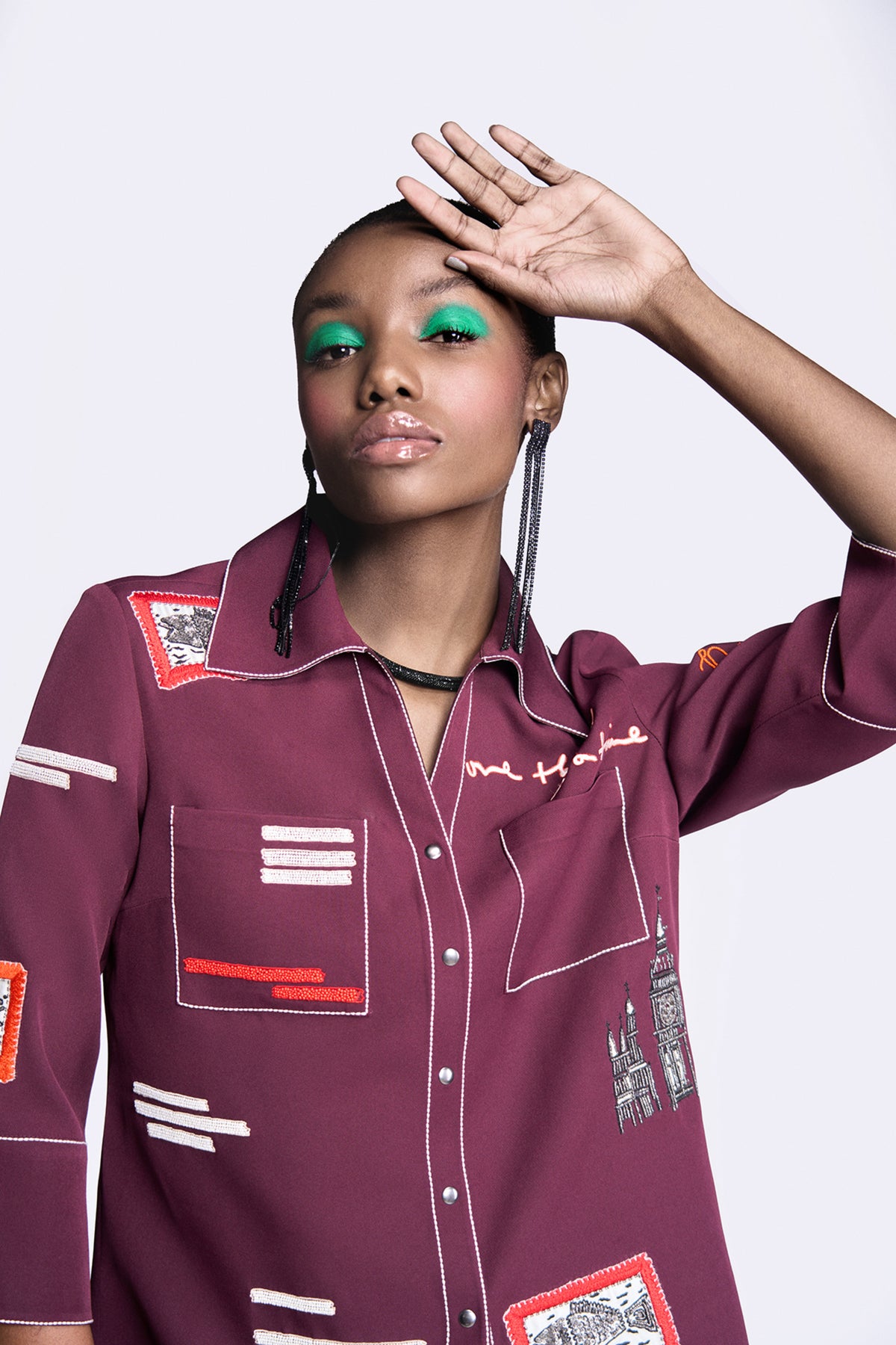 Fish Patch Shirt With Flared Pants