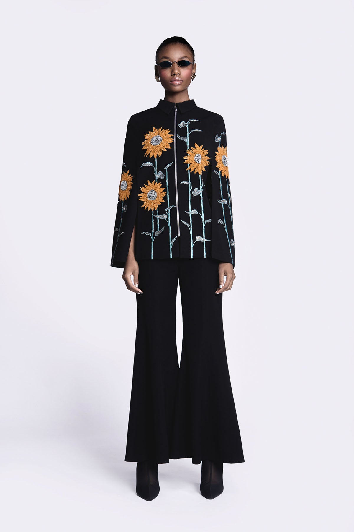 Sunflower Cape With Bell Bottom Pants