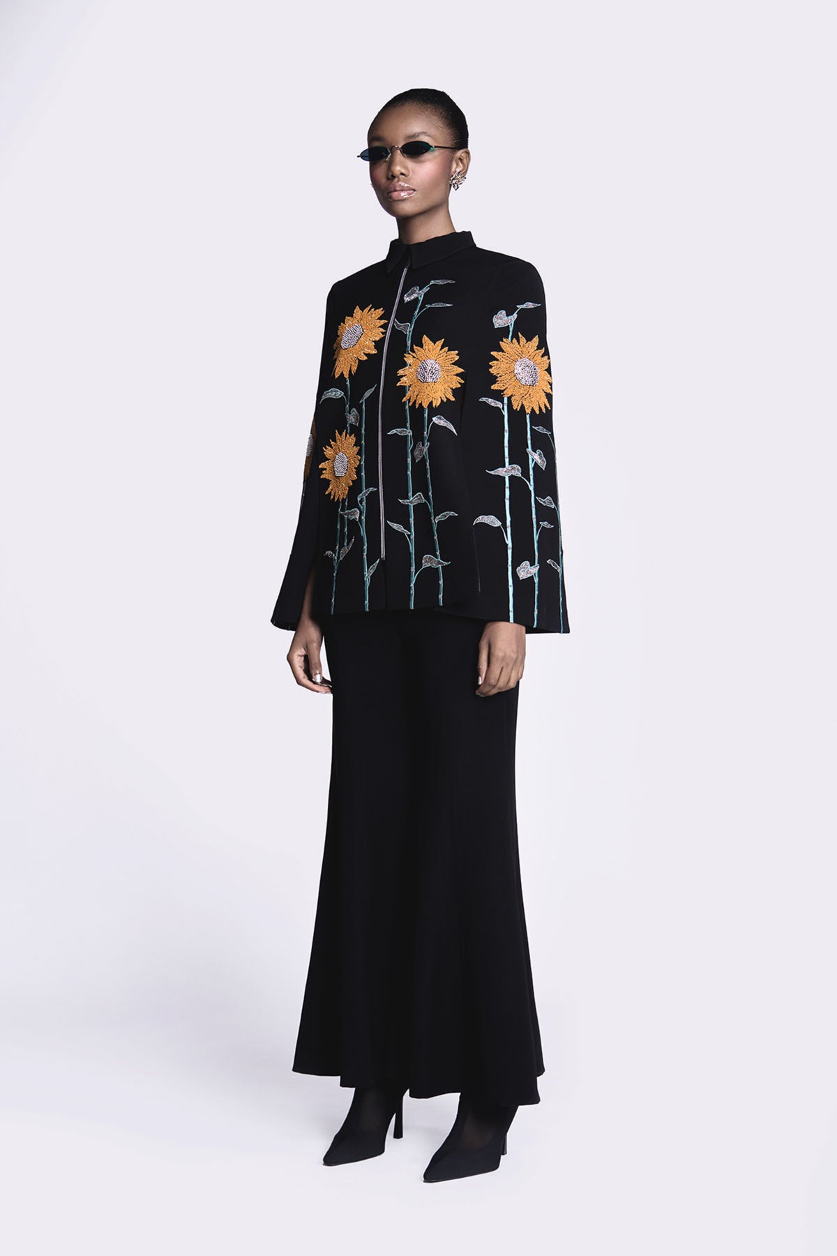 Sunflower Cape With Bell Bottom Pants