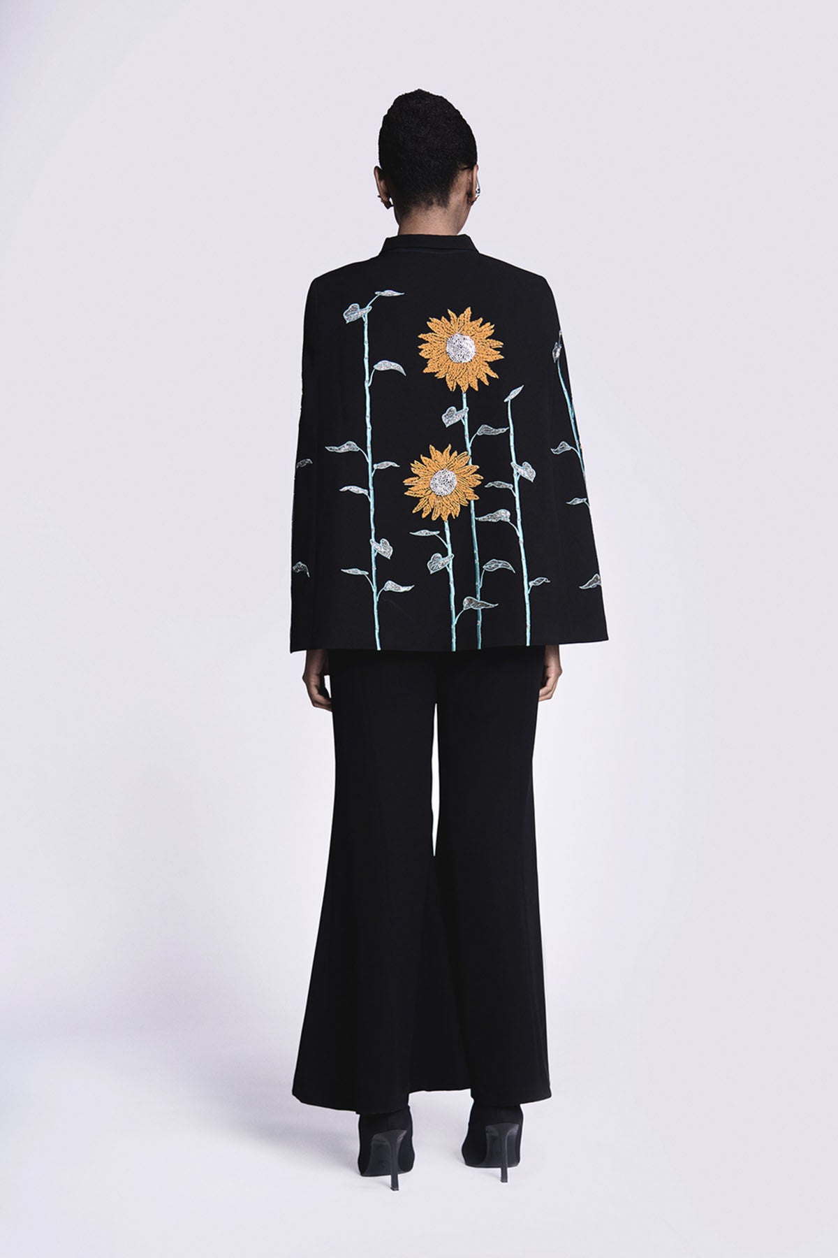 Sunflower Cape With Bell Bottom Pants