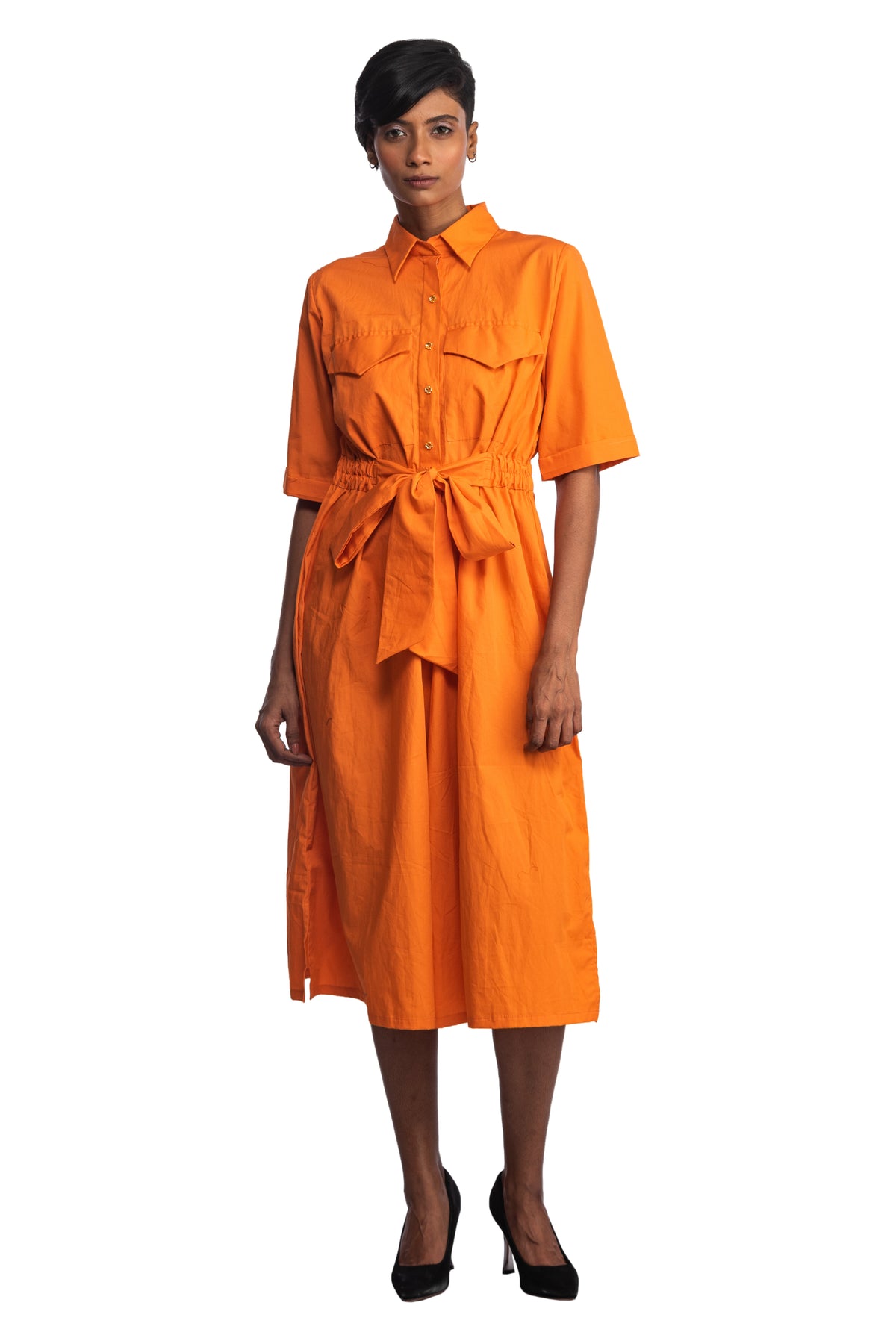 Orange equatorial tie jumpsuit