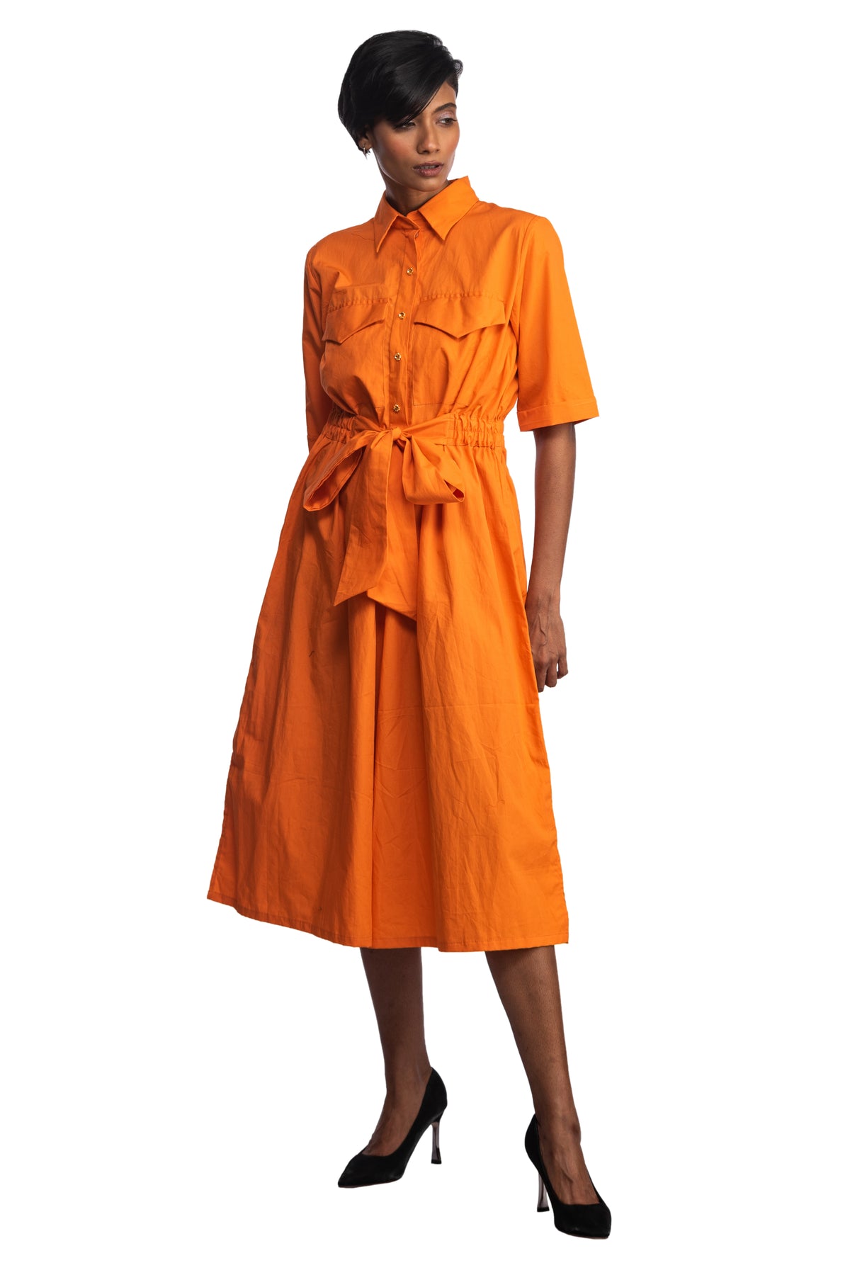 Orange equatorial tie jumpsuit