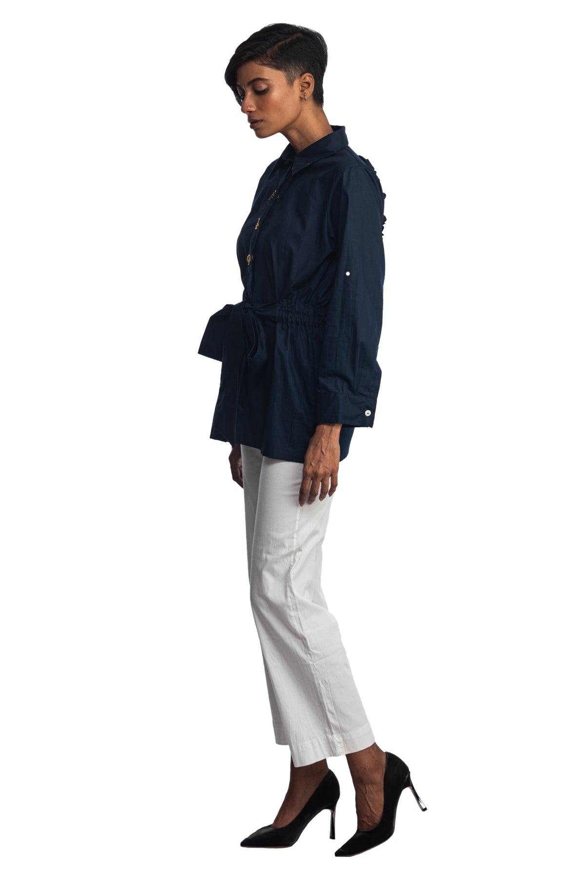 Blue equatorial tie shirt