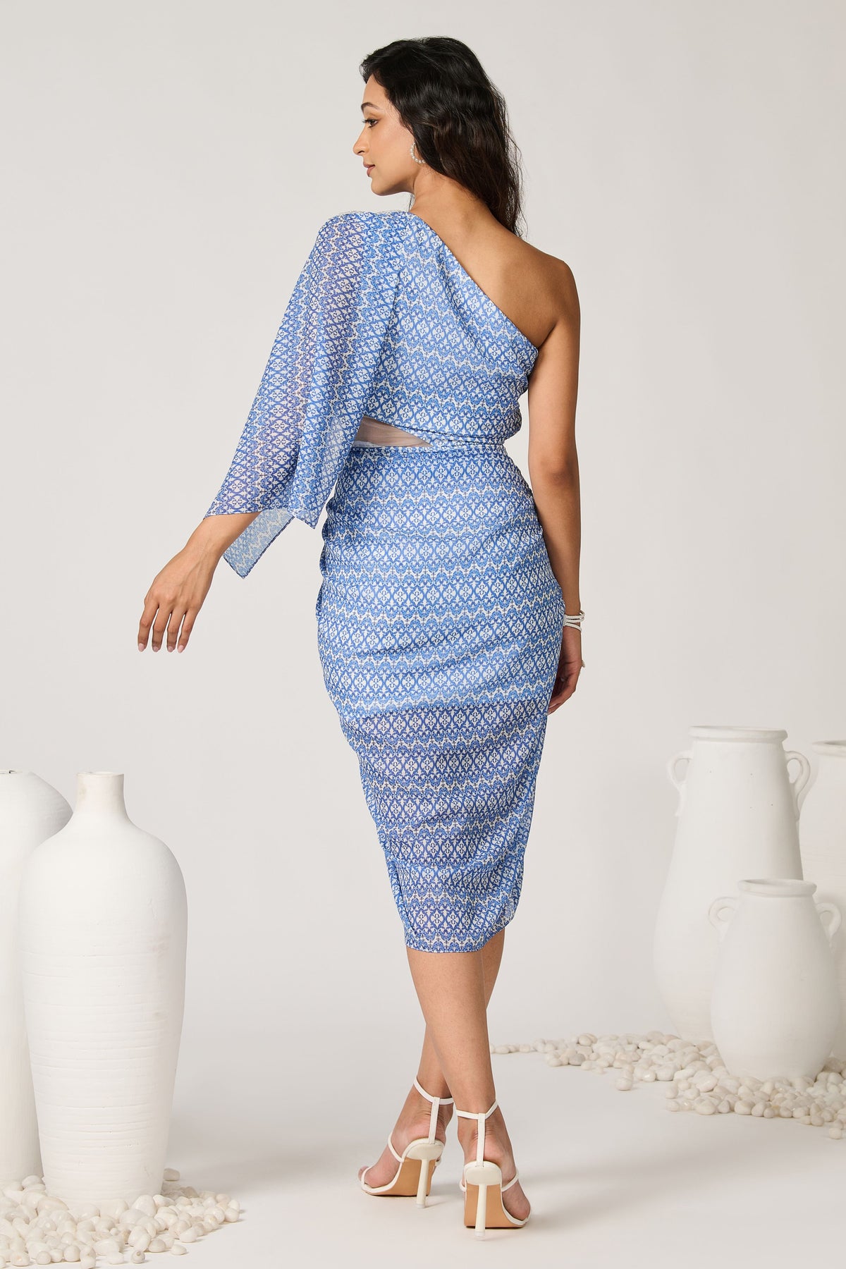 Shimmer Chiffon Draped Dress