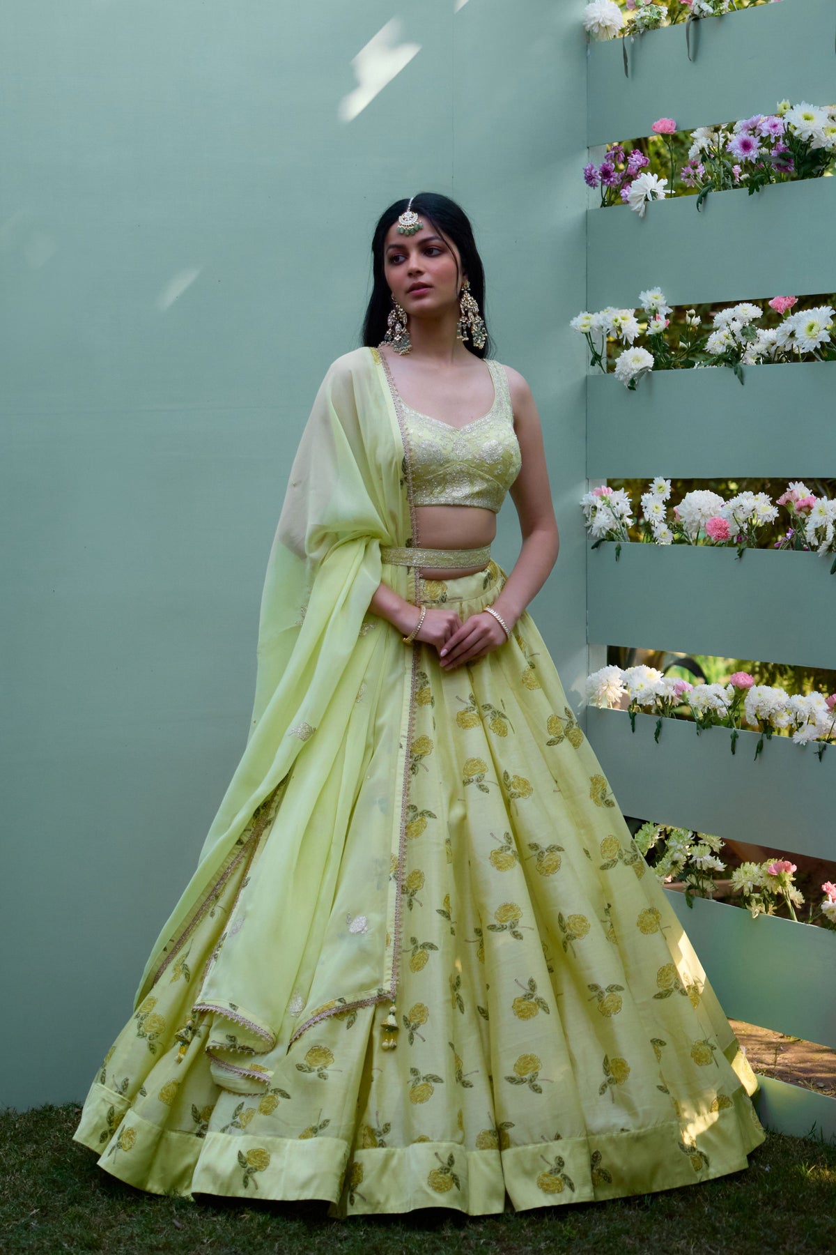 Canary Yellow Embroidered Lehenga Set