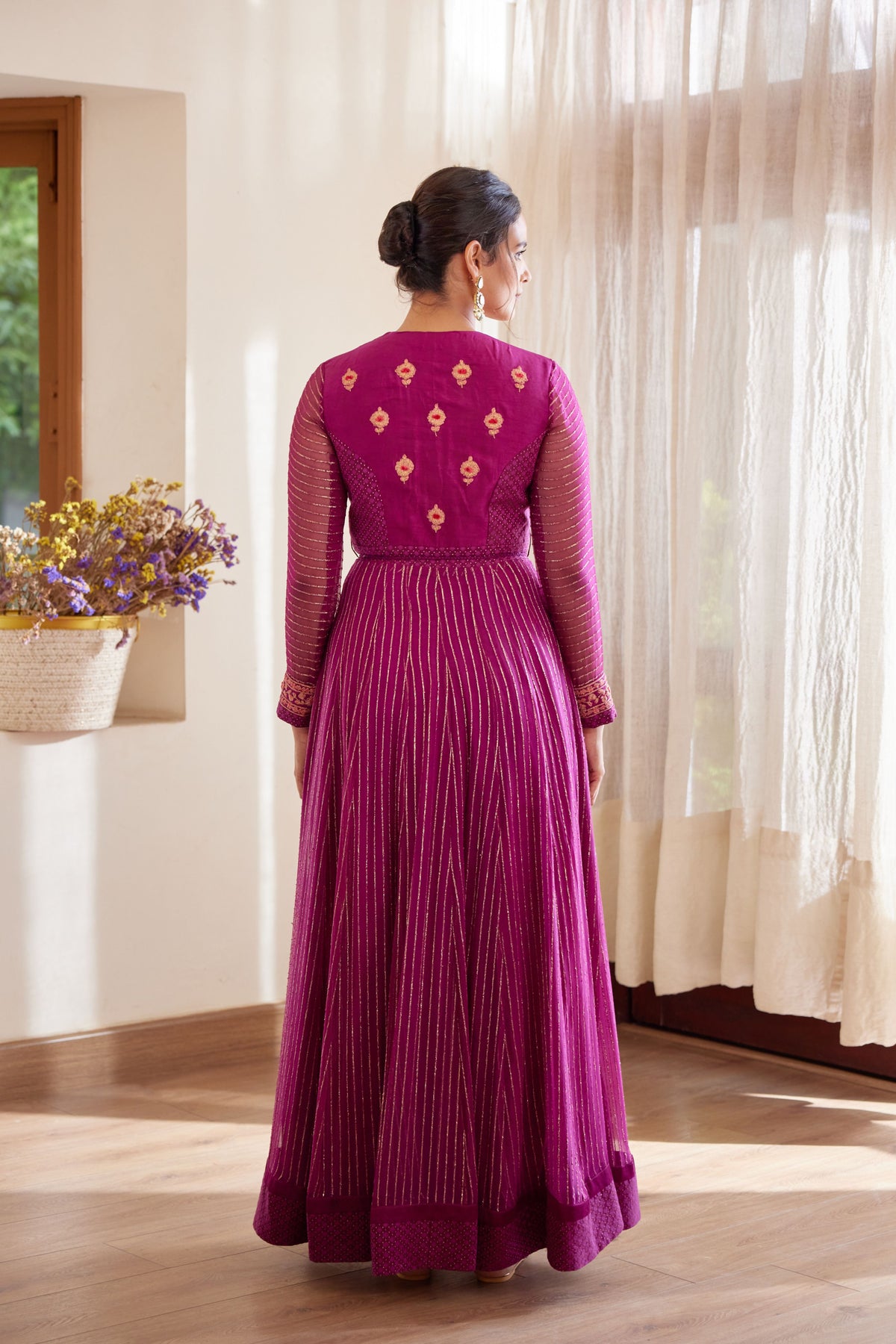 Wine Anarkali Set