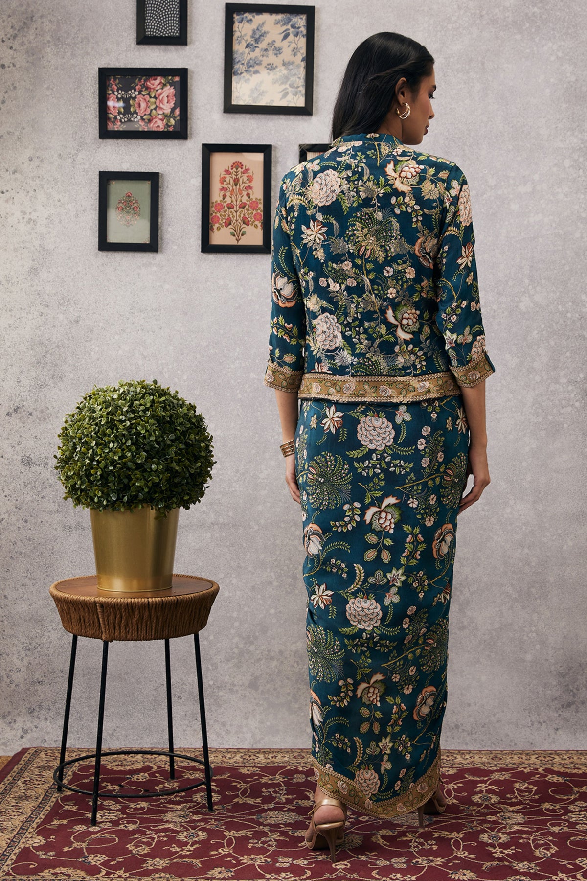 Mehr Printed Drape Dress With Jacket