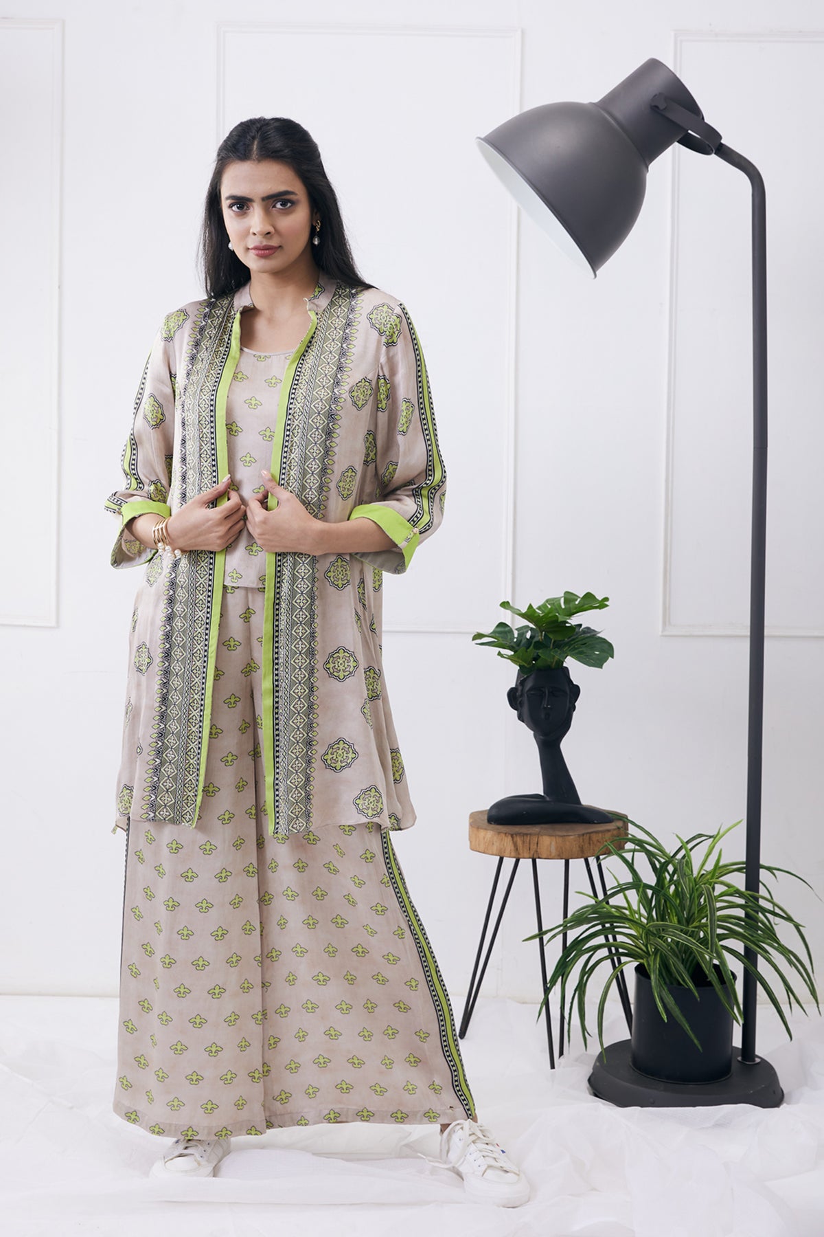 Ela Printed Co-ord Set With  Jacket