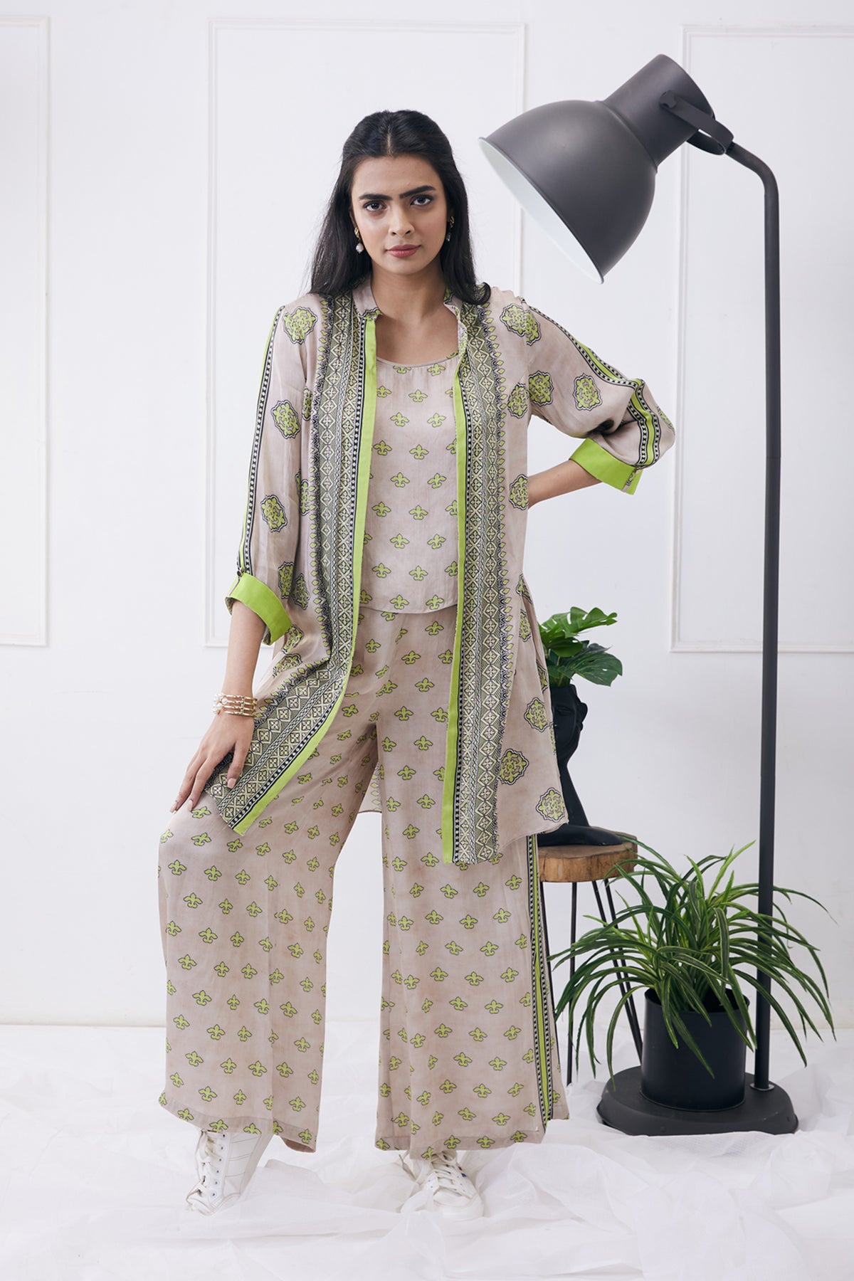 Ela Printed Co-ord Set With  Jacket