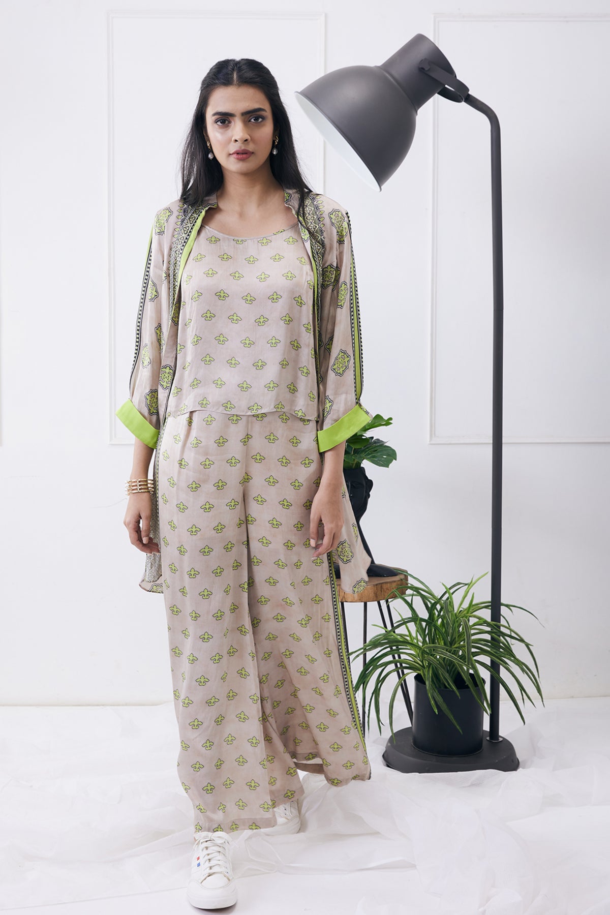 Ela Printed Co-ord Set With  Jacket