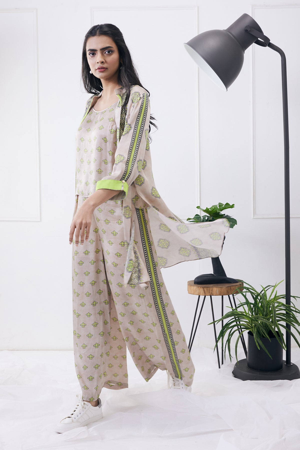 Ela Printed Co-ord Set With  Jacket