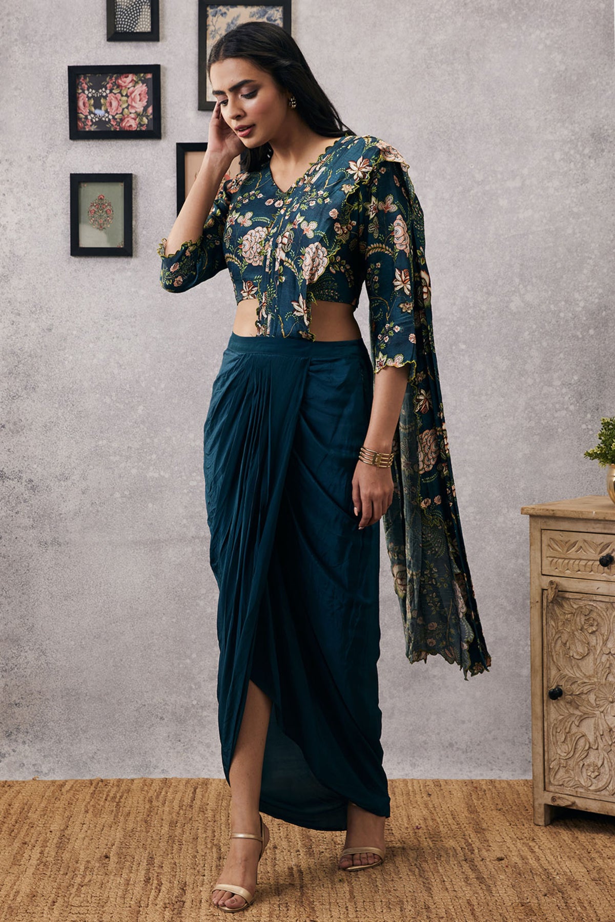 Mehr Cutwork Pre-draped Saree