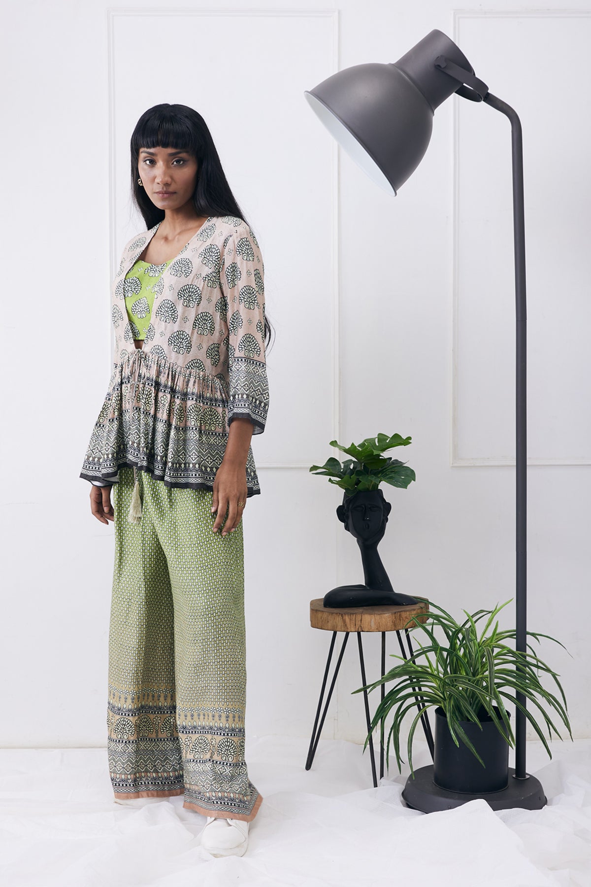 Ela Printed Co-ord Set With Peplum Jacket