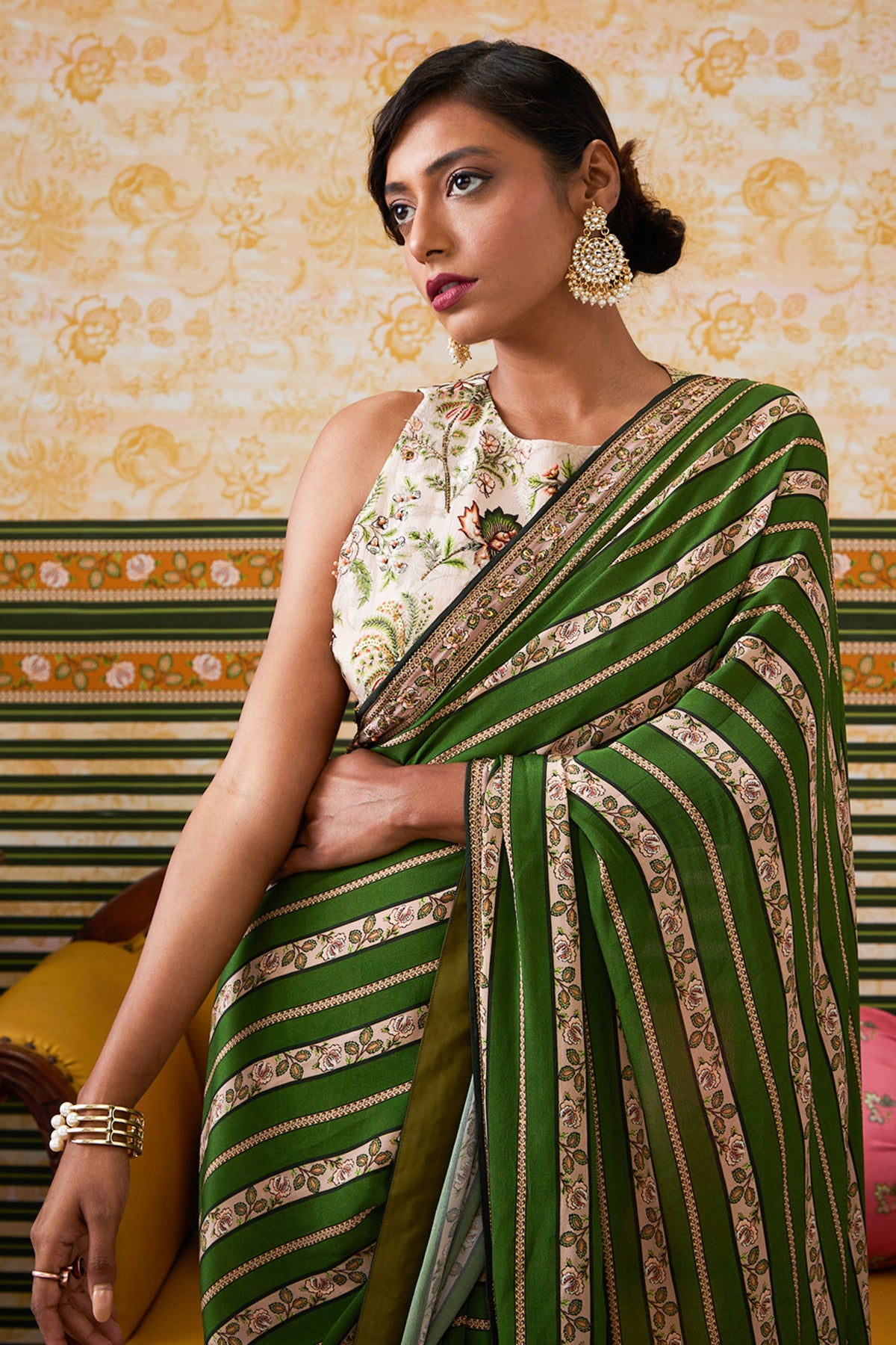 Mehr Embroidered Pre-draped Saree