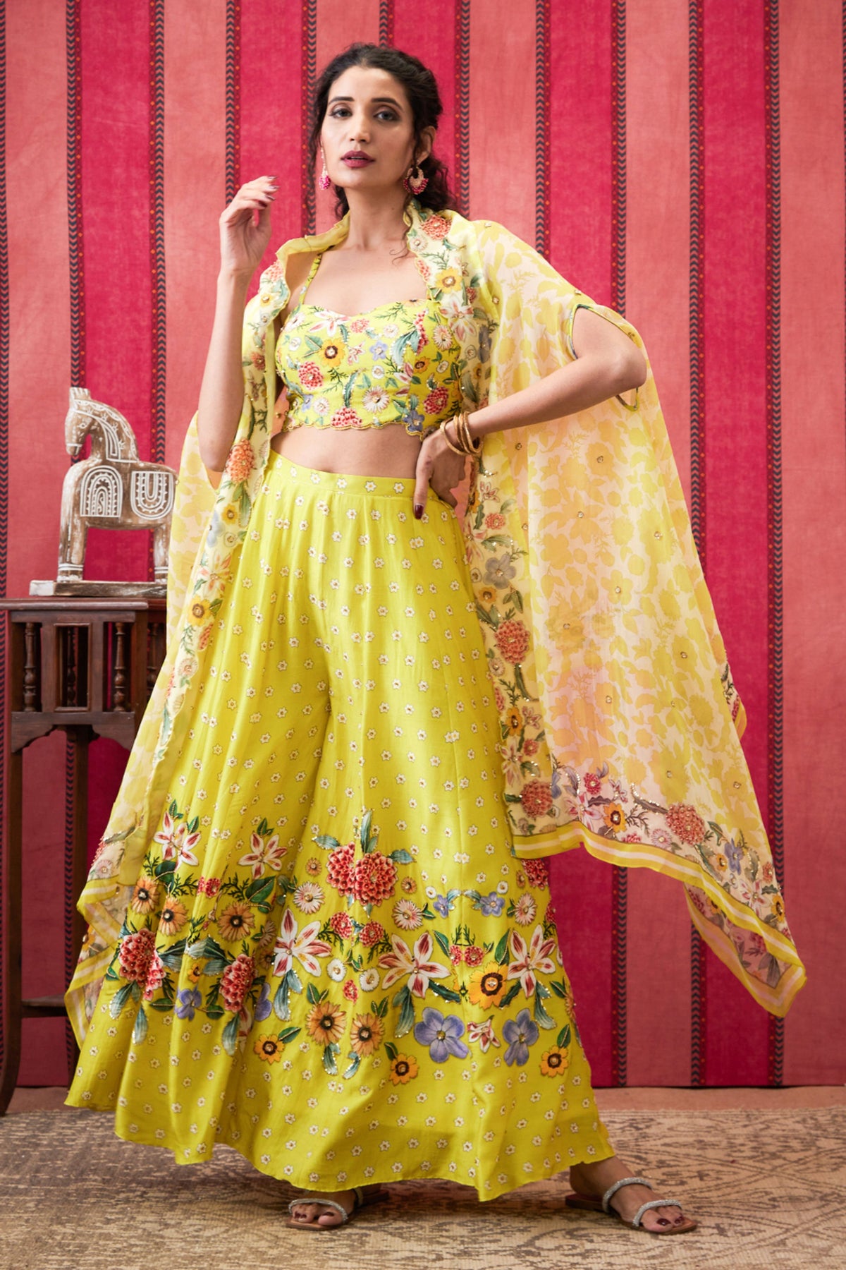 Gulista Embroidered Co-ord Set With Cape