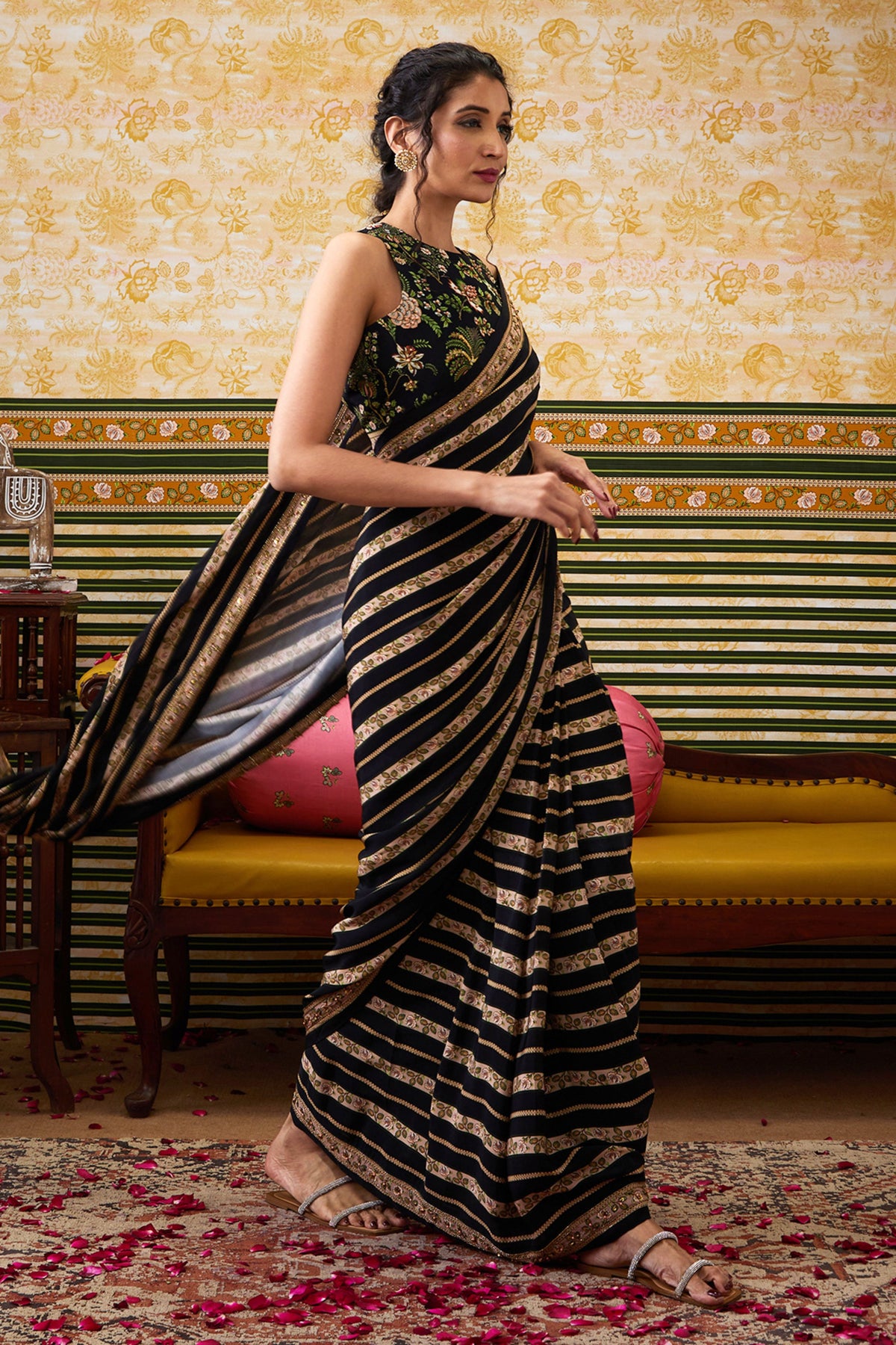 Mehr Embroidered Pre-draped Saree