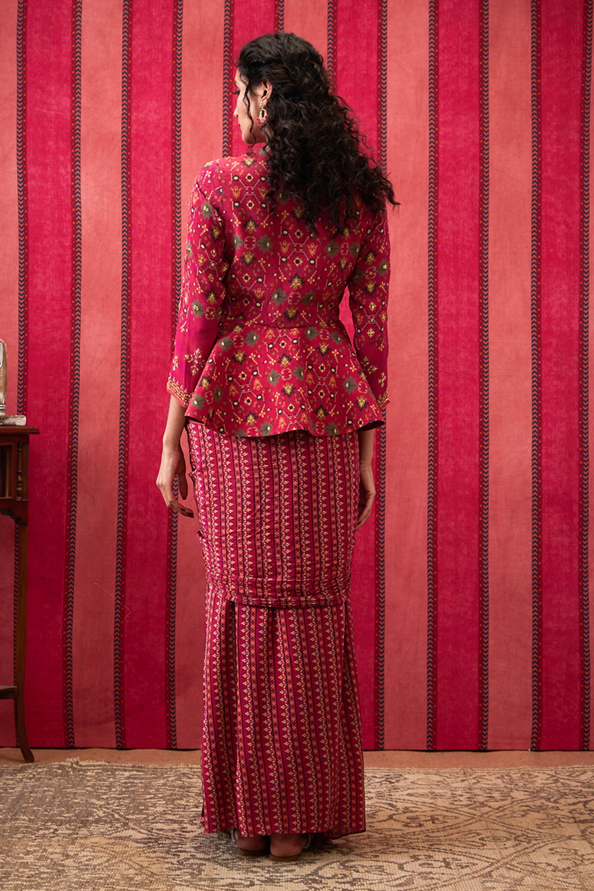 Zahra Peplum Top With Drape Skirt