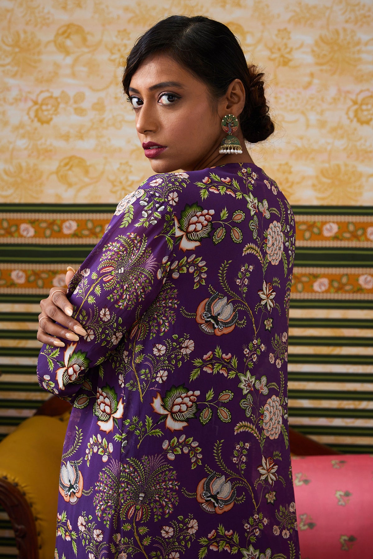Mehr Printed Drape Dress With Jacket