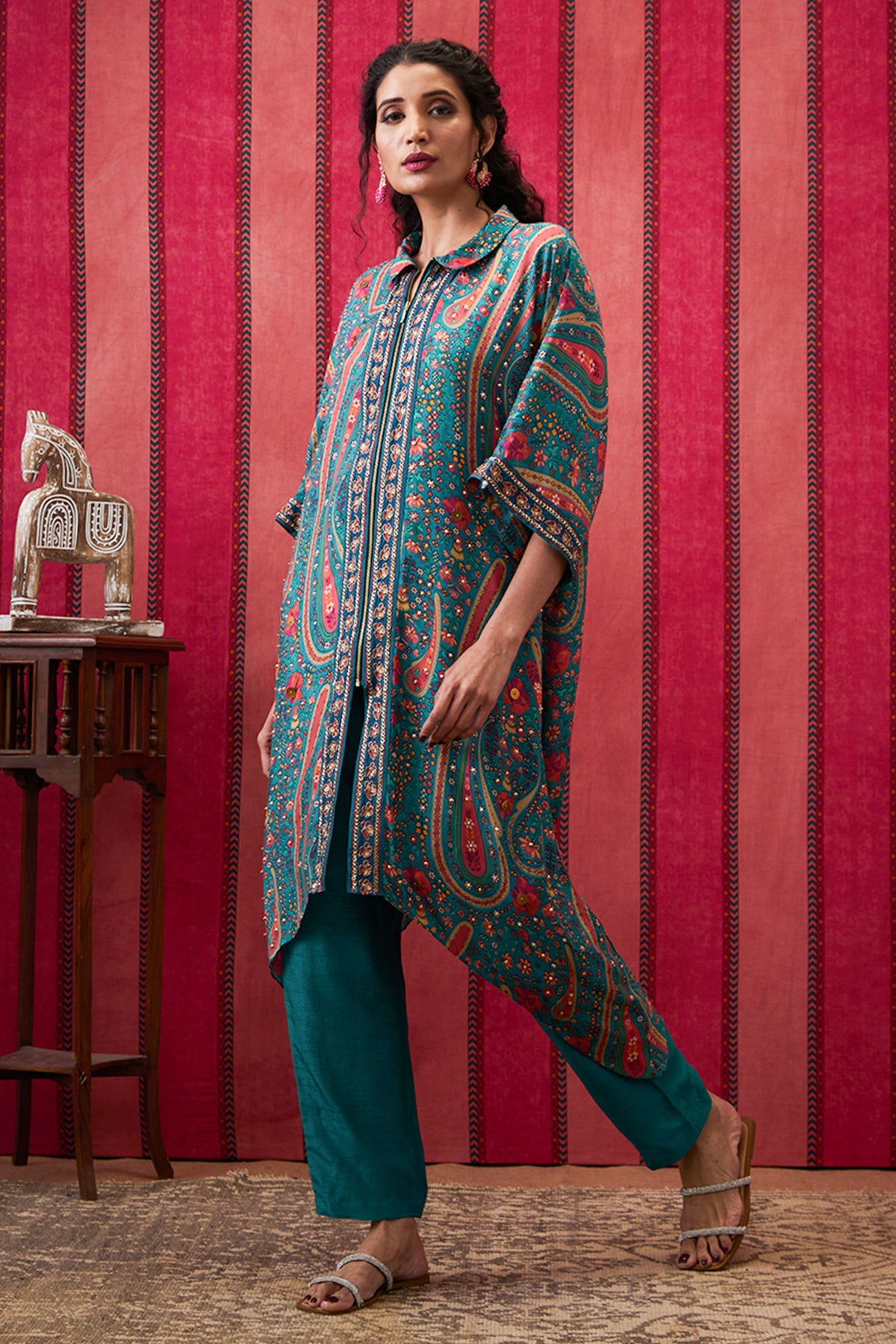 Qala Embroidered Asymmetric Kurta Set