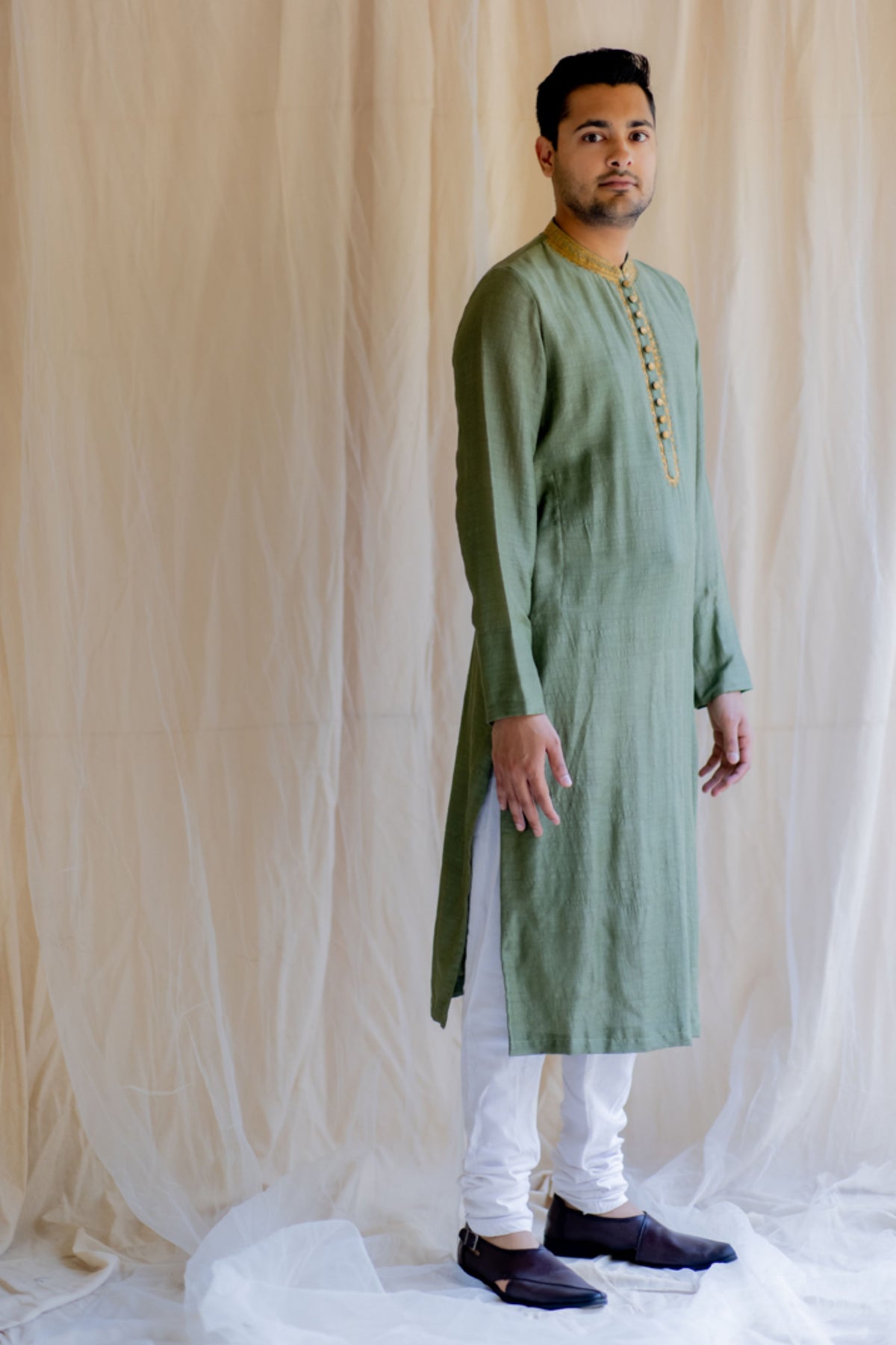 Olive nawab kurta