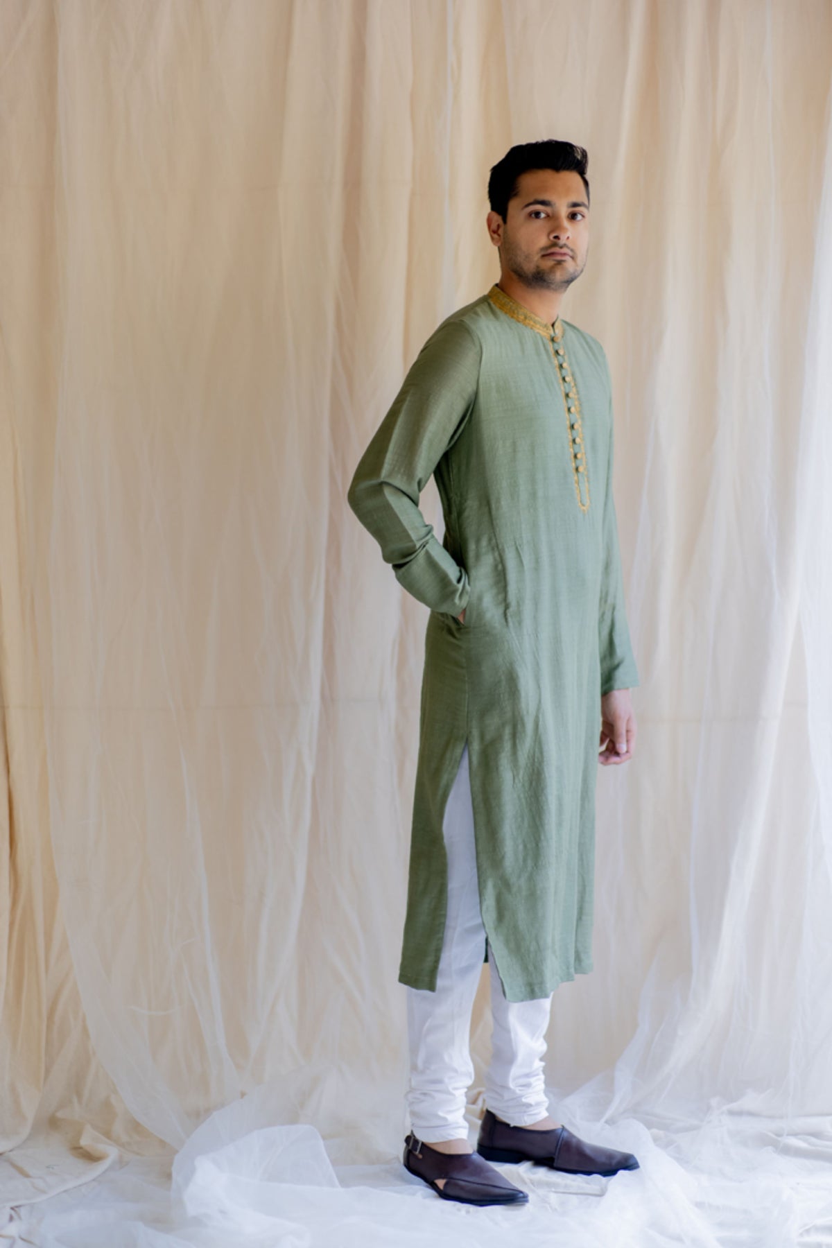 Olive nawab kurta