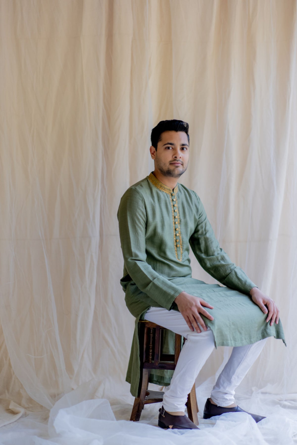 Olive nawab kurta