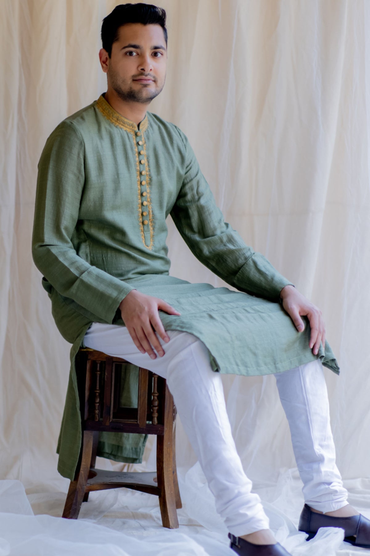 Olive nawab kurta