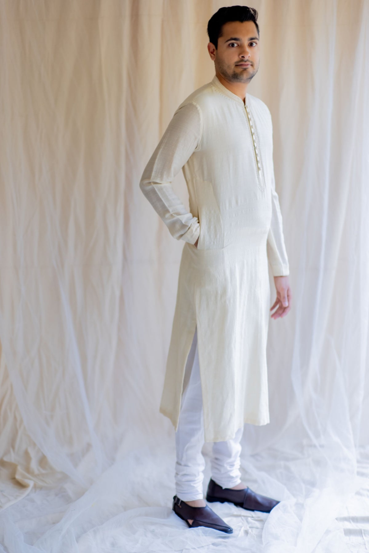 Ivory white nawab kurta