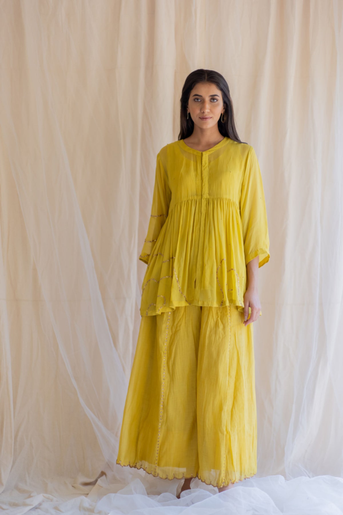 Mustard nayab gharara set