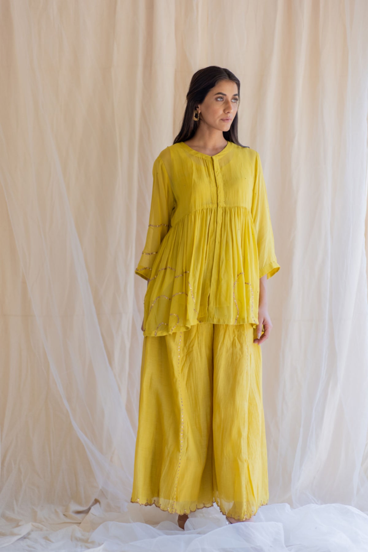 Mustard nayab gharara set