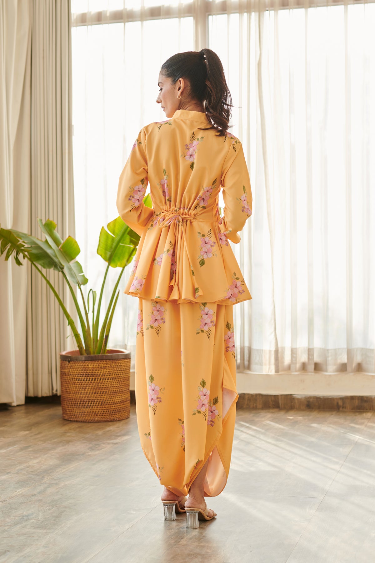 Jasmine Yellow Peplum Dhoti Jumpsuit