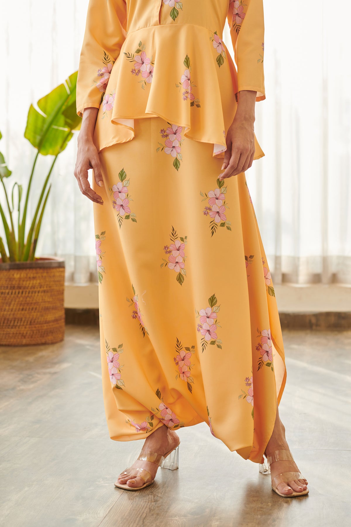 Jasmine Yellow Peplum Dhoti Jumpsuit