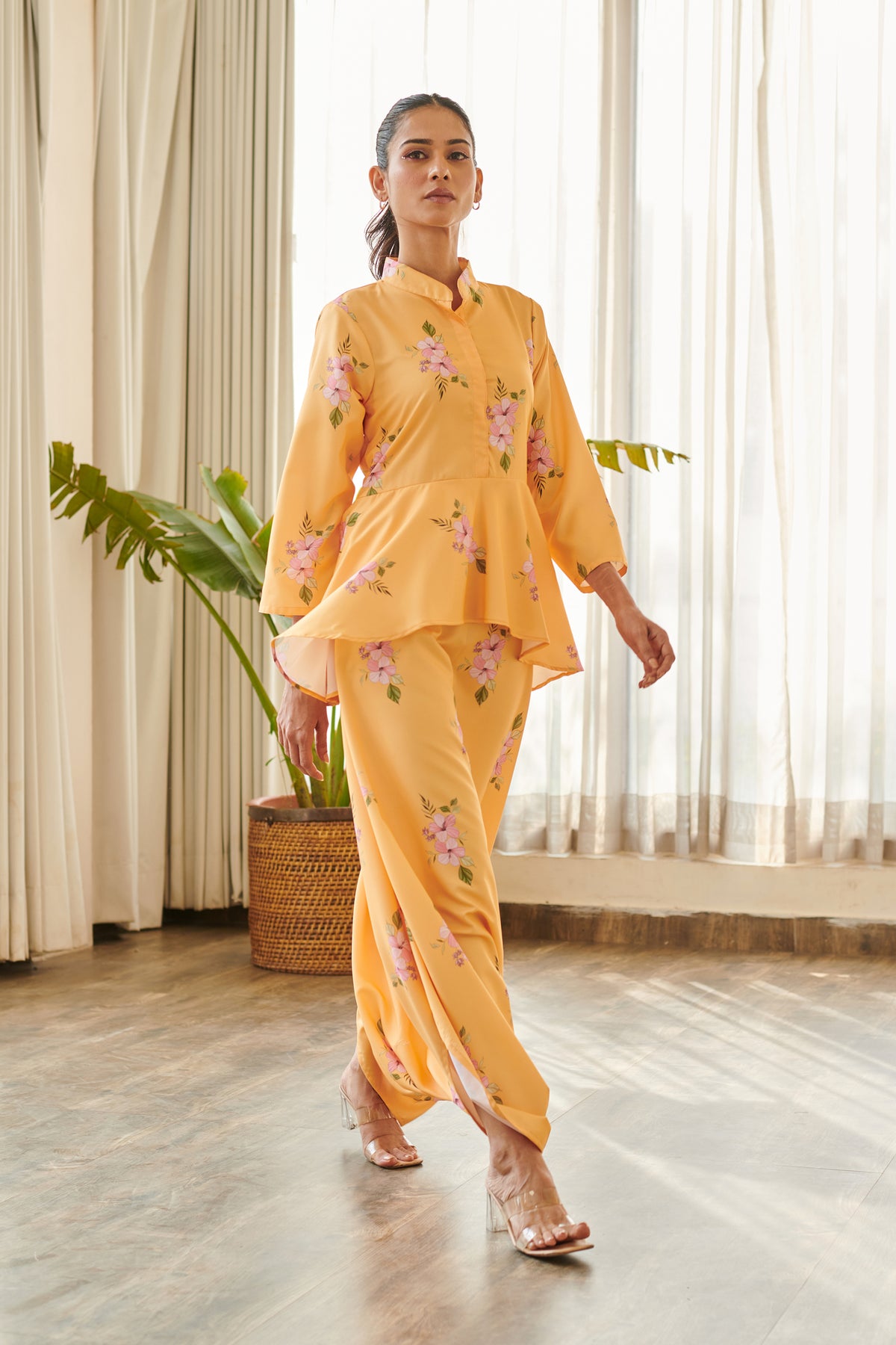 Jasmine Yellow Peplum Dhoti Jumpsuit